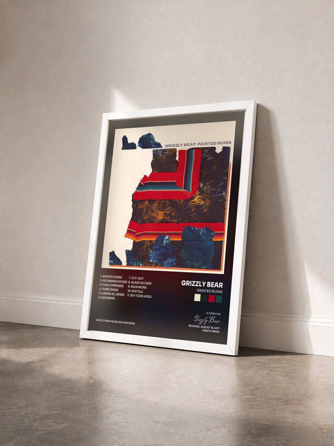 #blanc Tableau de l'album Painted Ruins de Grizzly Bear vu de trois quarts, cadre blanc