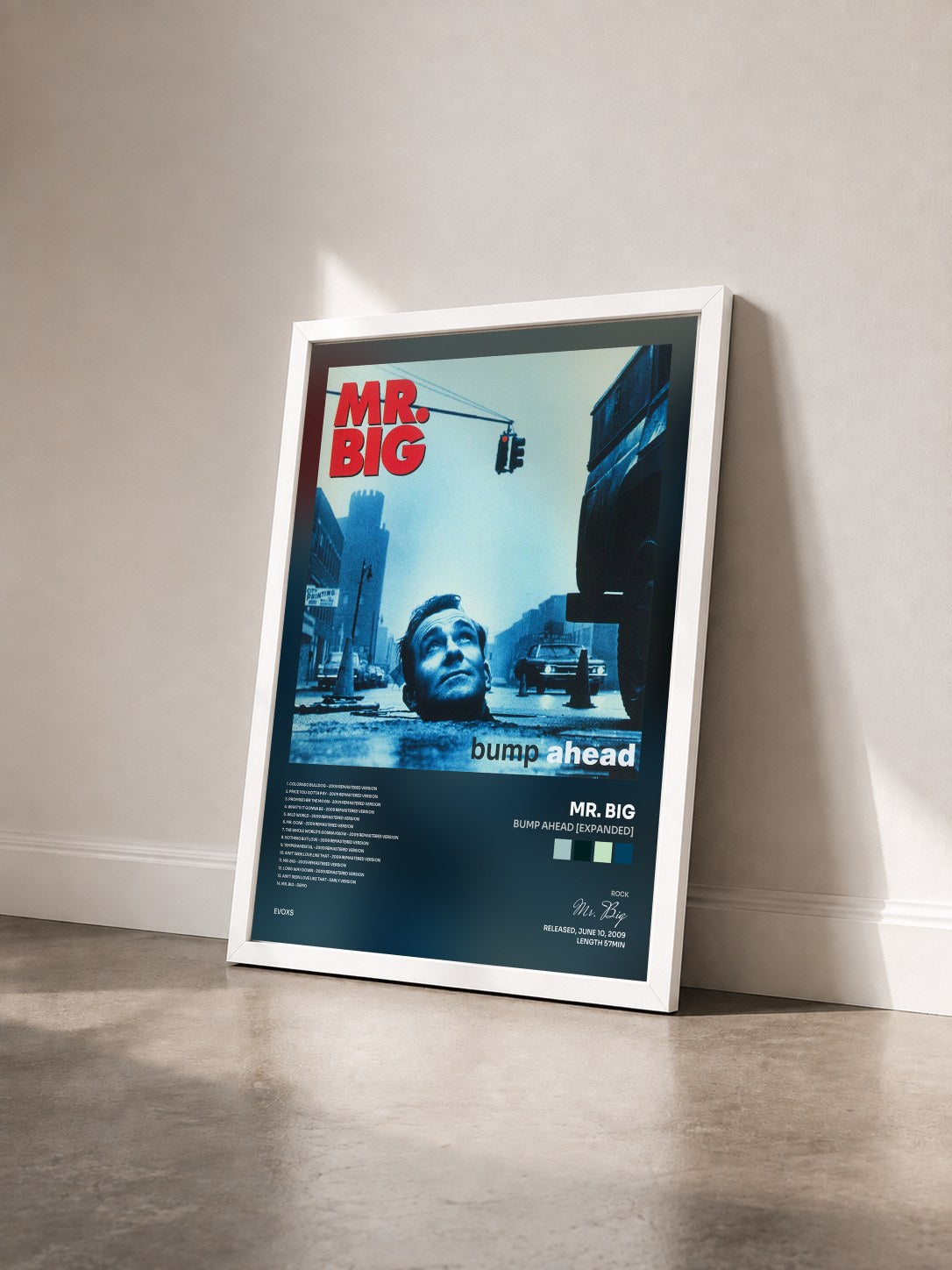 #blanc Tableau de l'album Bump Ahead [Expanded] de Mr. Big vu de trois quarts, cadre blanc