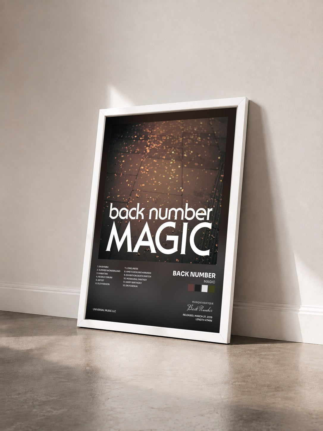 #blanc Tableau de l'album Magic de Back Number vu de trois quarts, cadre blanc
