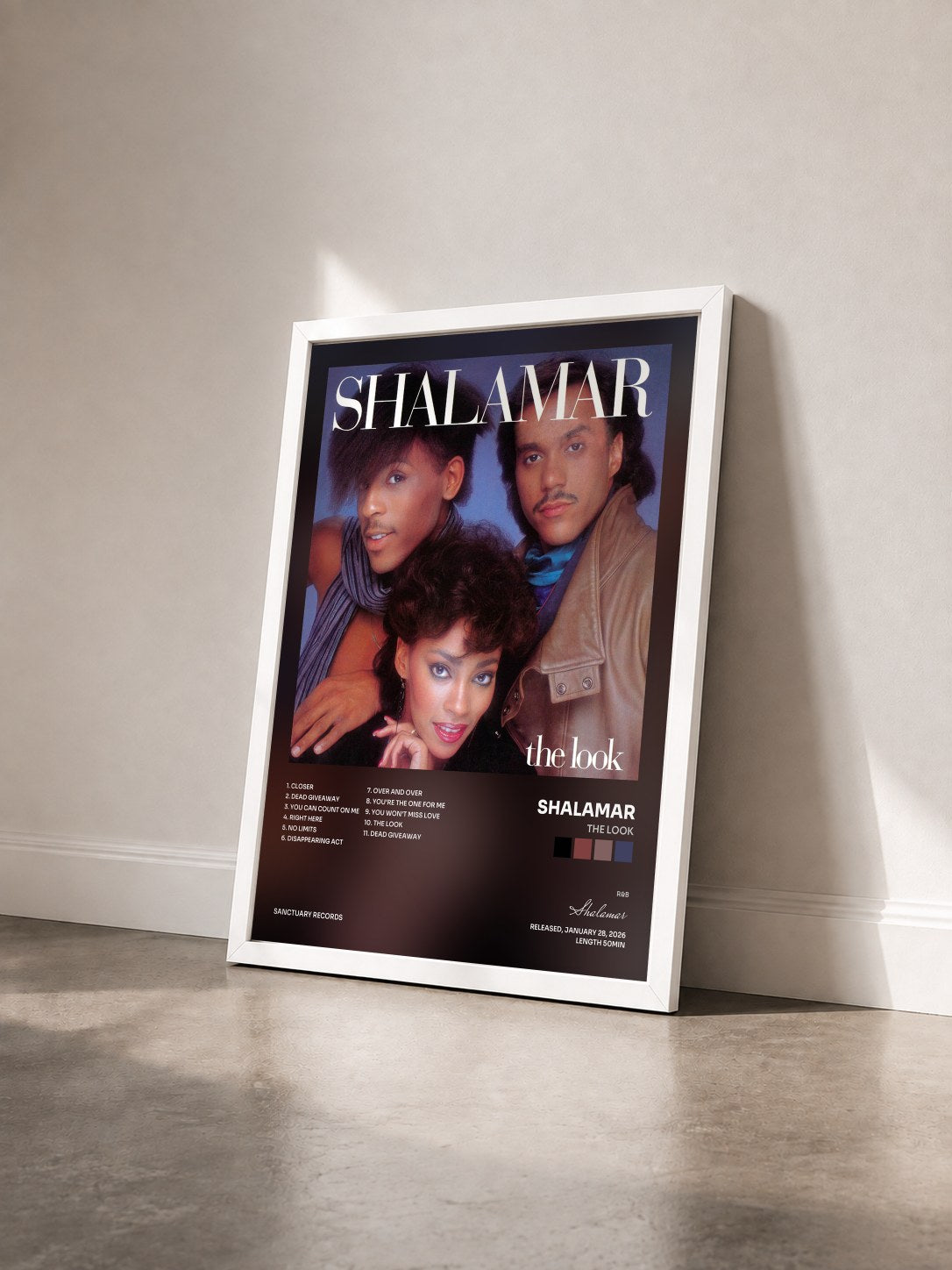 #blanc Tableau de l'album The Look de Shalamar vu de trois quarts, cadre blanc