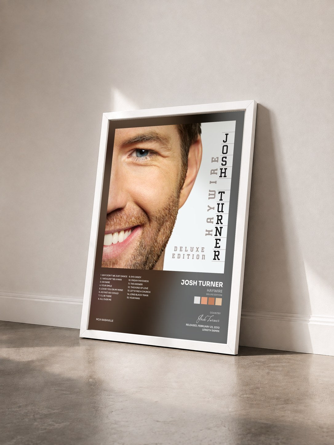 #blanc Tableau de l'album Haywire (Deluxe Edition) de Josh Turner vu de trois quarts, cadre blanc