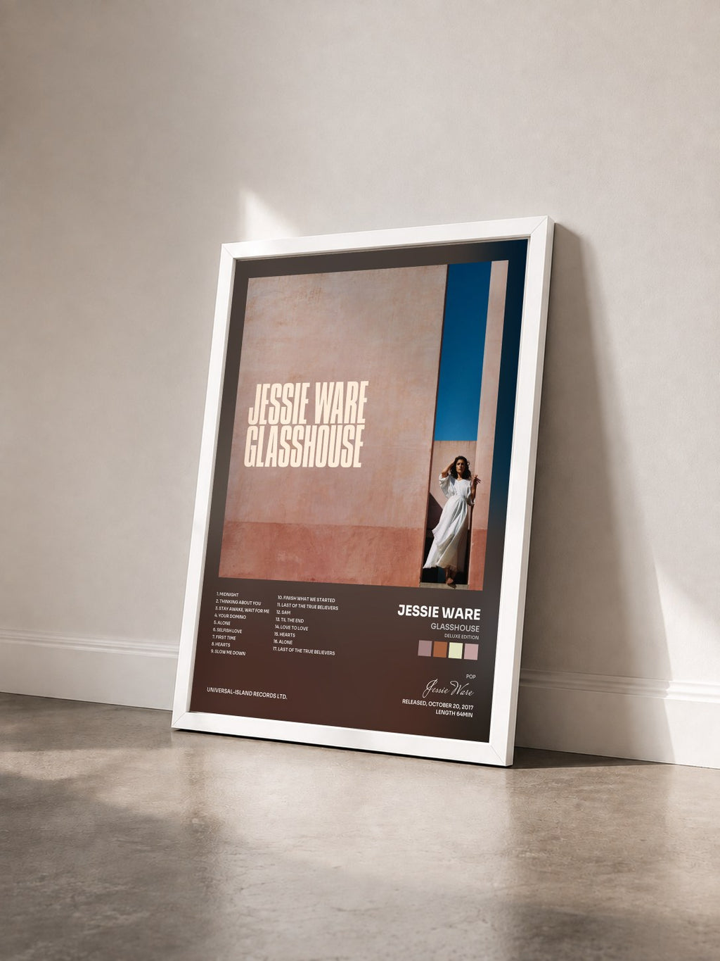 #blanc Tableau de l'album Glasshouse (Deluxe Edition) de Jessie Ware vu de trois quarts, cadre blanc