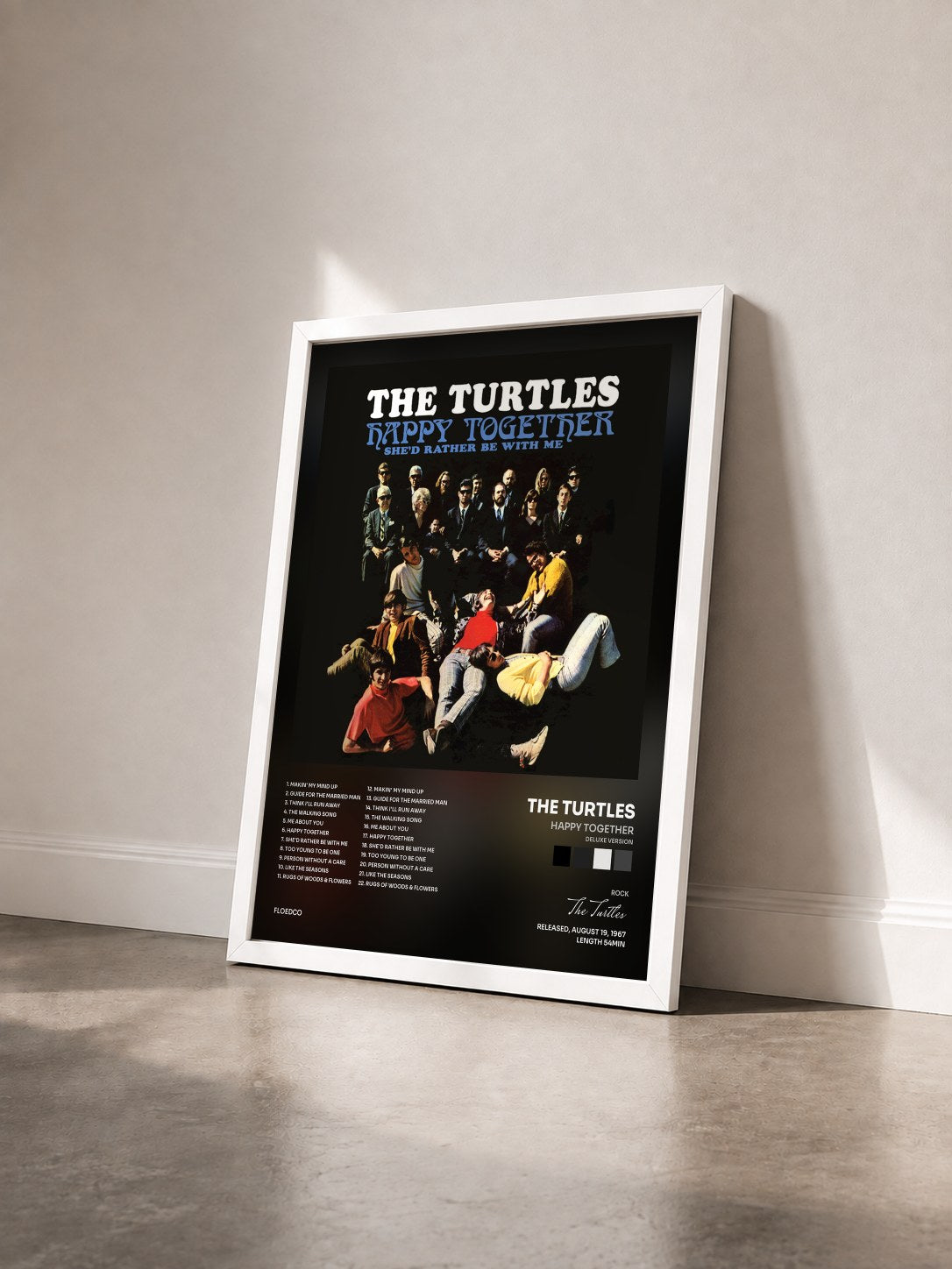 #blanc Tableau de l'album Happy Together (Deluxe Version) de The Turtles vu de trois quarts, cadre blanc