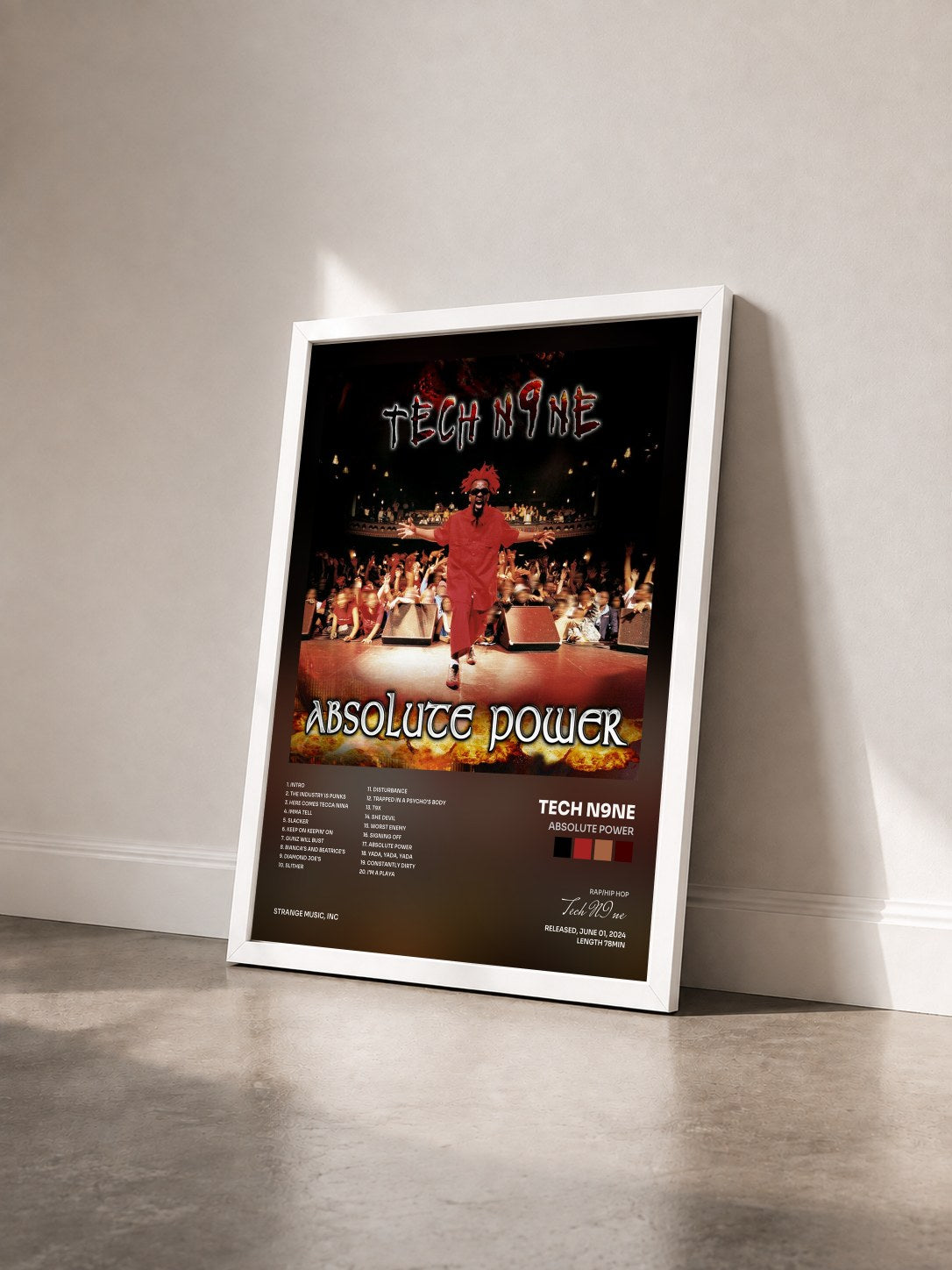 #blanc Tableau de l'album Absolute Power de Tech N9ne vu de trois quarts, cadre blanc