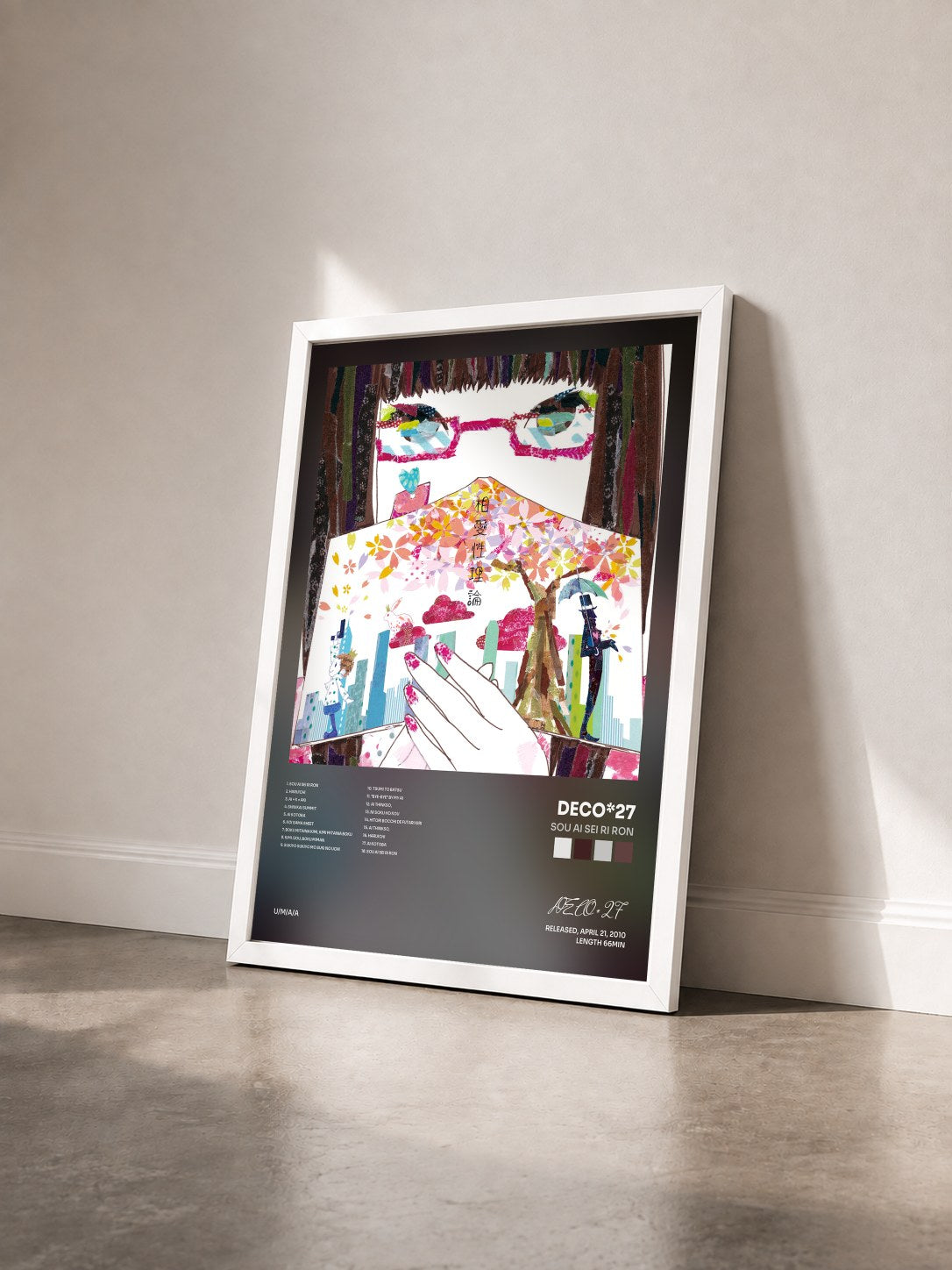 #blanc Tableau de l'album Sou Ai Sei Ri Ron de DECO*27 vu de trois quarts, cadre blanc