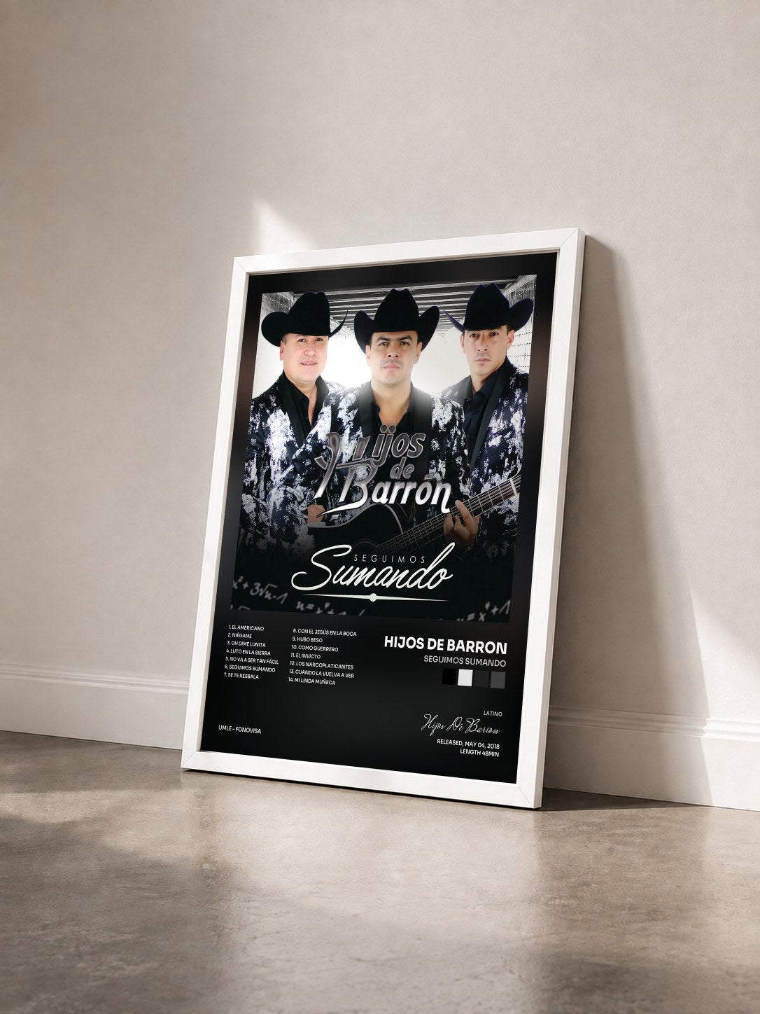 #blanc Tableau de l'album Seguimos Sumando de Hijos De Barron vu de trois quarts, cadre blanc