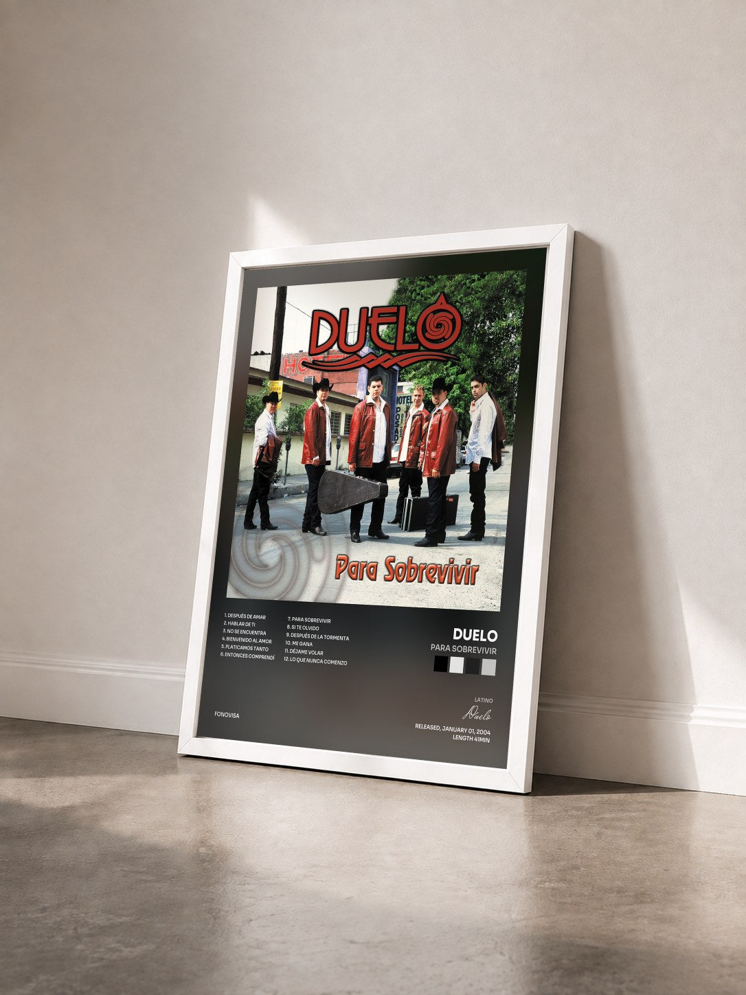 #blanc Tableau de l'album Para Sobrevivir de Duelo vu de trois quarts, cadre blanc