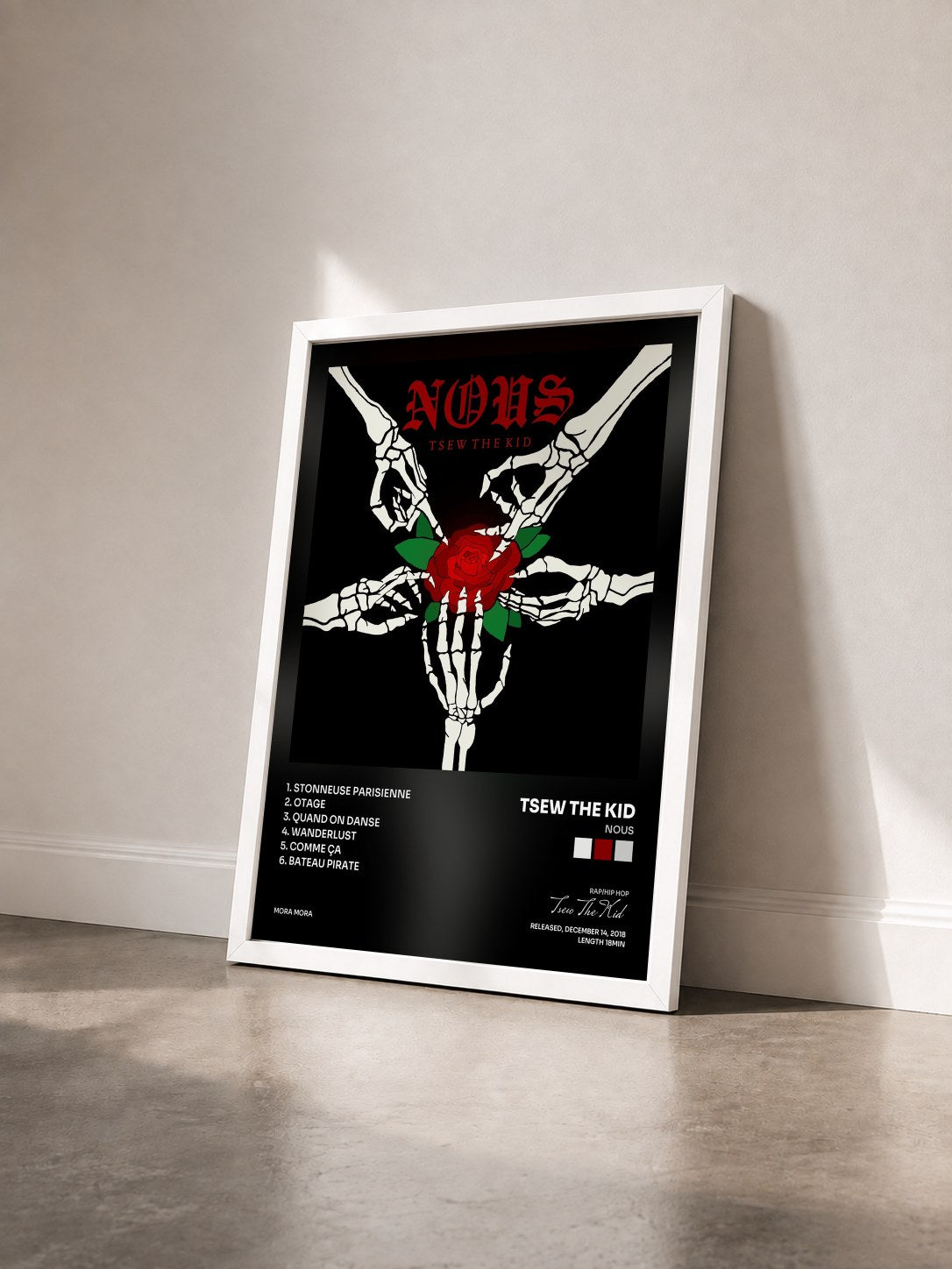 #blanc Tableau de l'album Nous de Tsew The Kid vu de trois quarts, cadre blanc