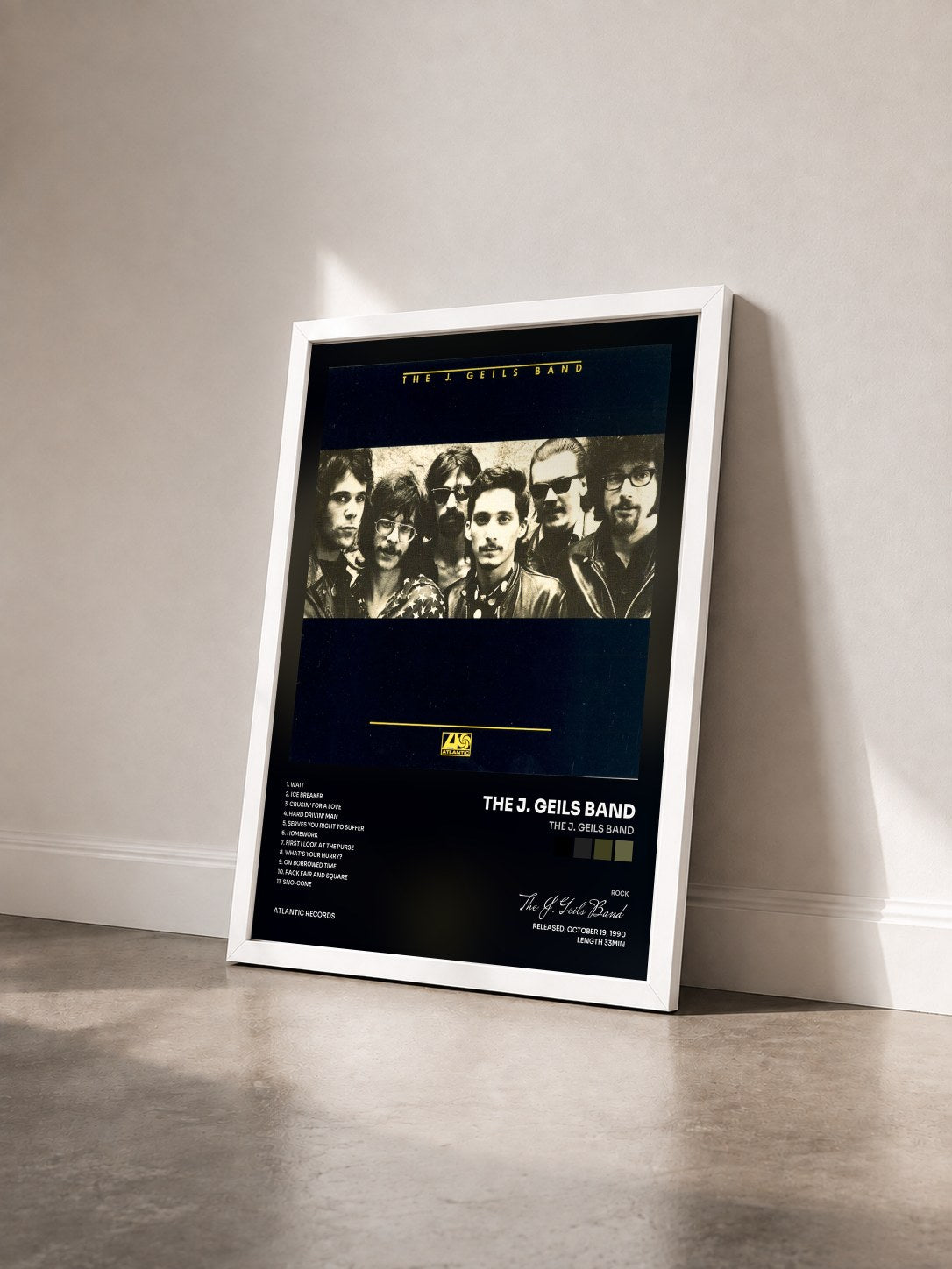 #blanc Tableau de l'album The J. Geils Band de The J. Geils Band vu de trois quarts, cadre blanc