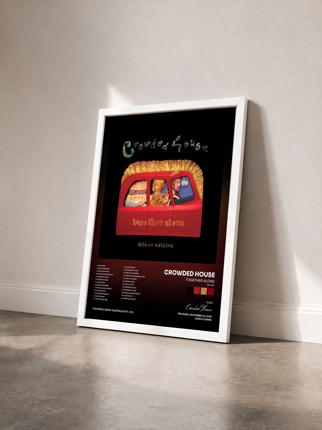 #blanc Tableau de l'album Together Alone (Deluxe) de Crowded House vu de trois quarts, cadre blanc