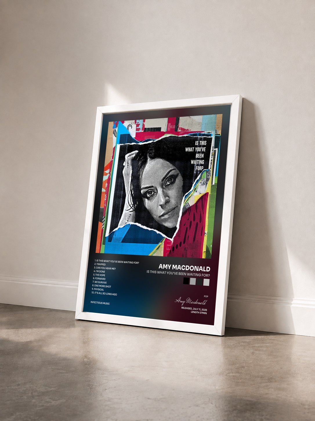 #blanc Tableau de l'album Is This What You've Been Waiting For? de Amy Macdonald vu de trois quarts, cadre blanc