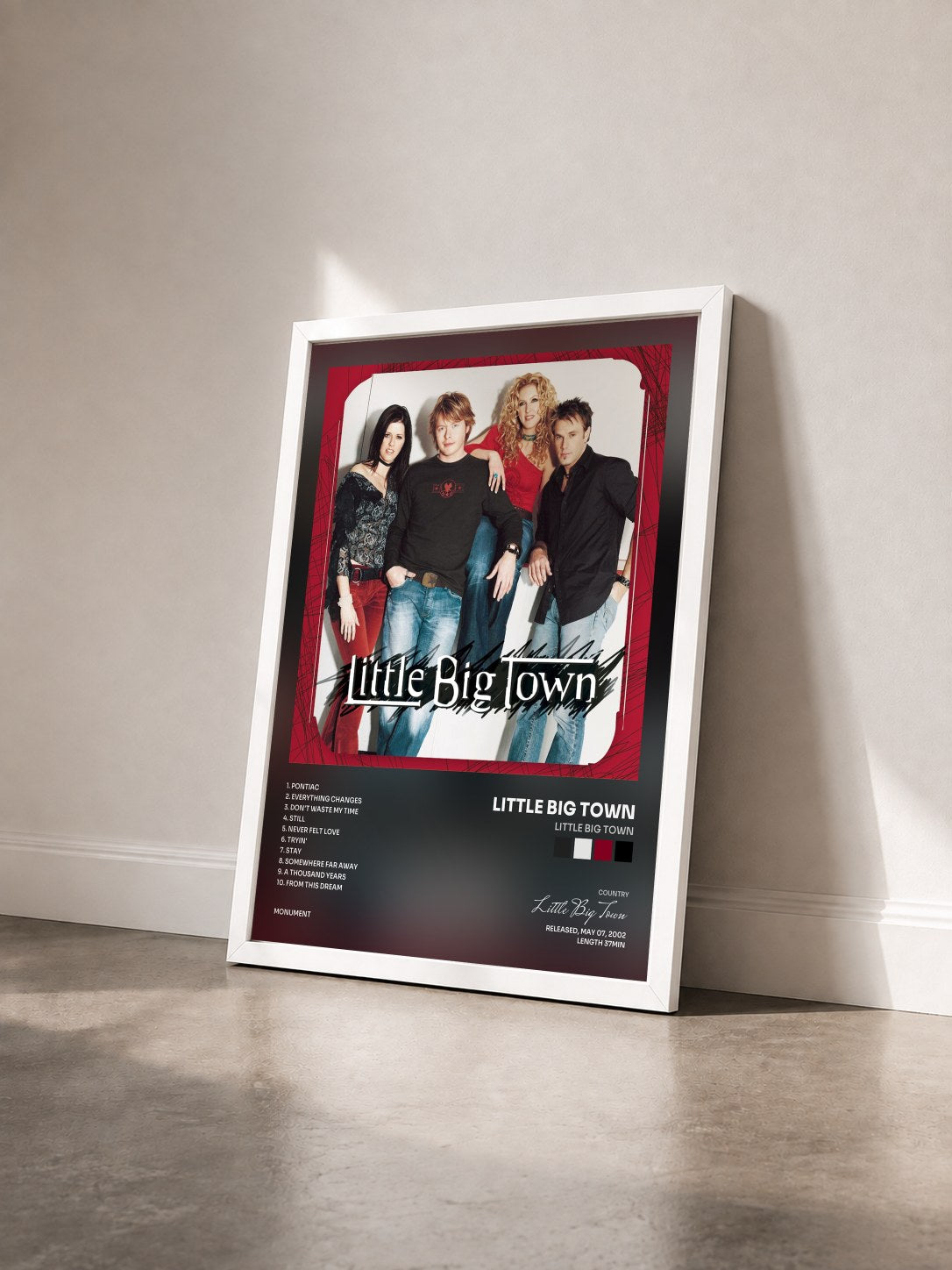 #blanc Tableau de l'album Little Big Town de Little Big Town vu de trois quarts, cadre blanc
