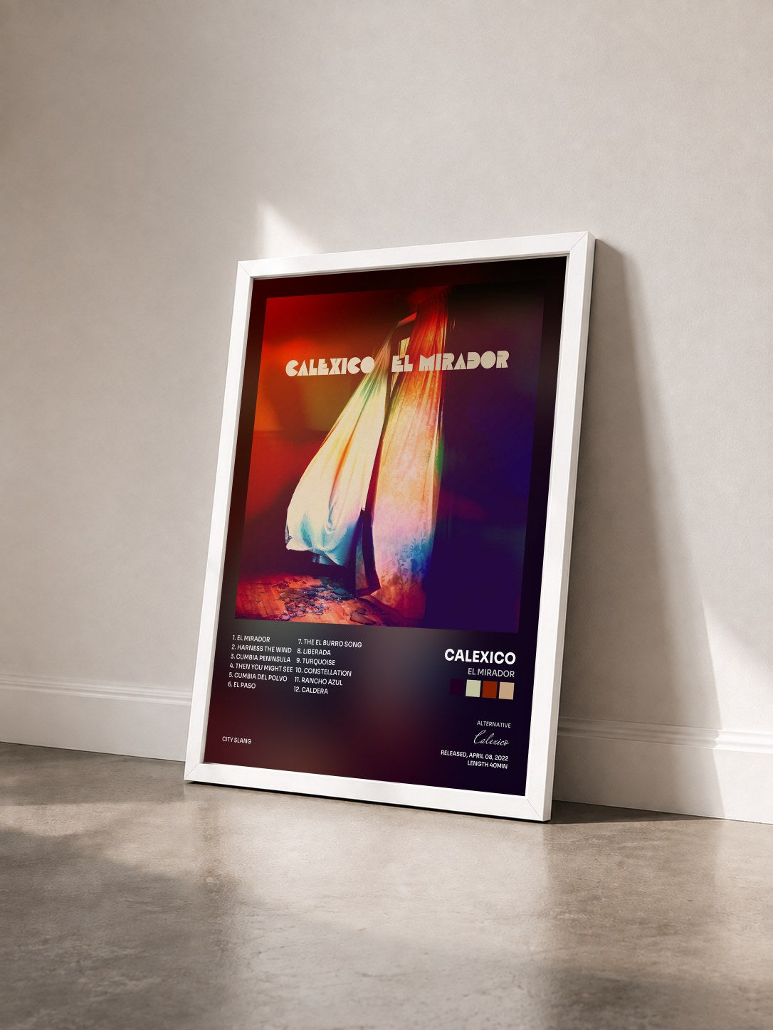 #blanc Tableau de l'album El Mirador de Calexico vu de trois quarts, cadre blanc