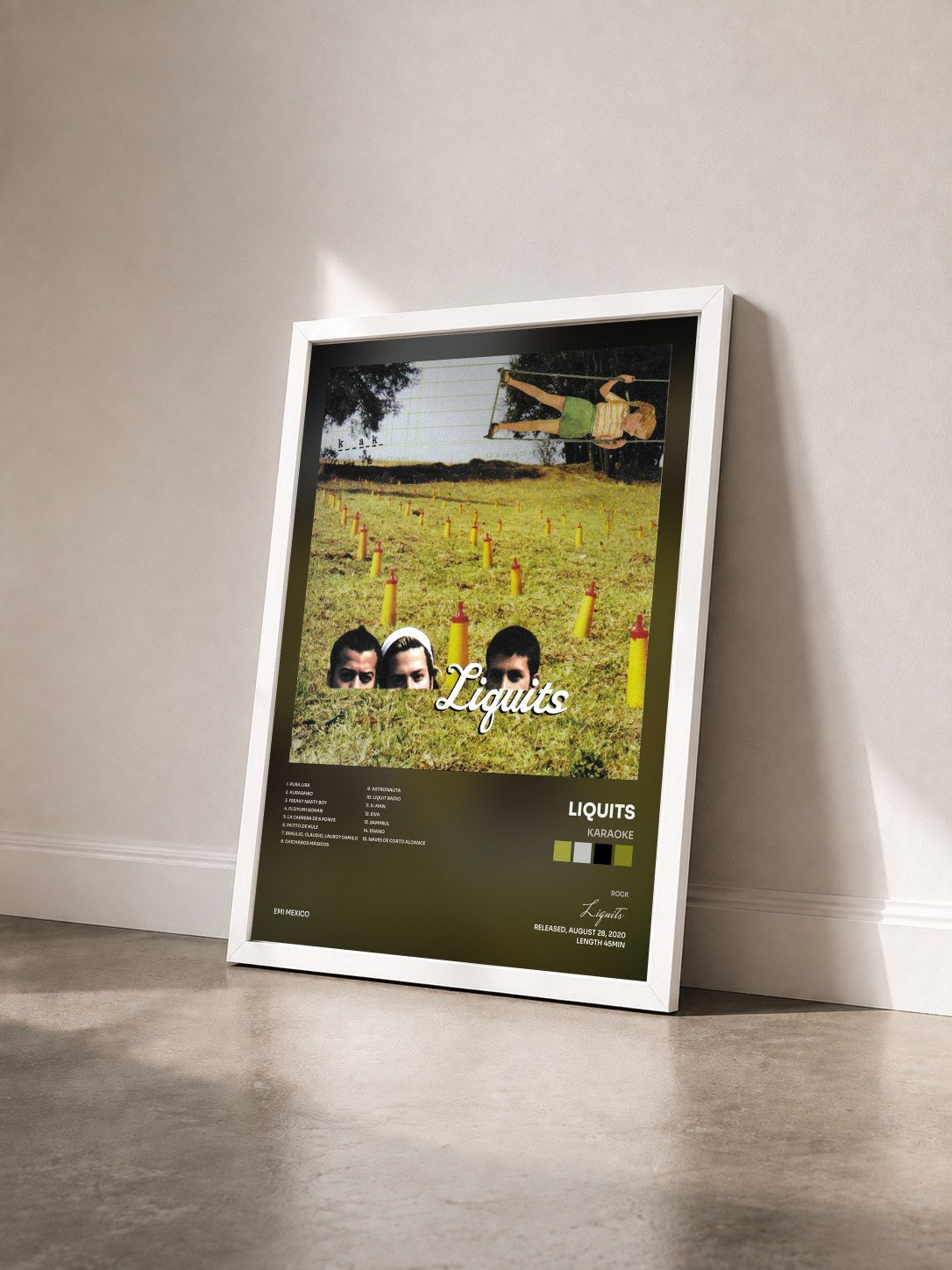 #blanc Tableau de l'album Karaoke de Liquits vu de trois quarts, cadre blanc