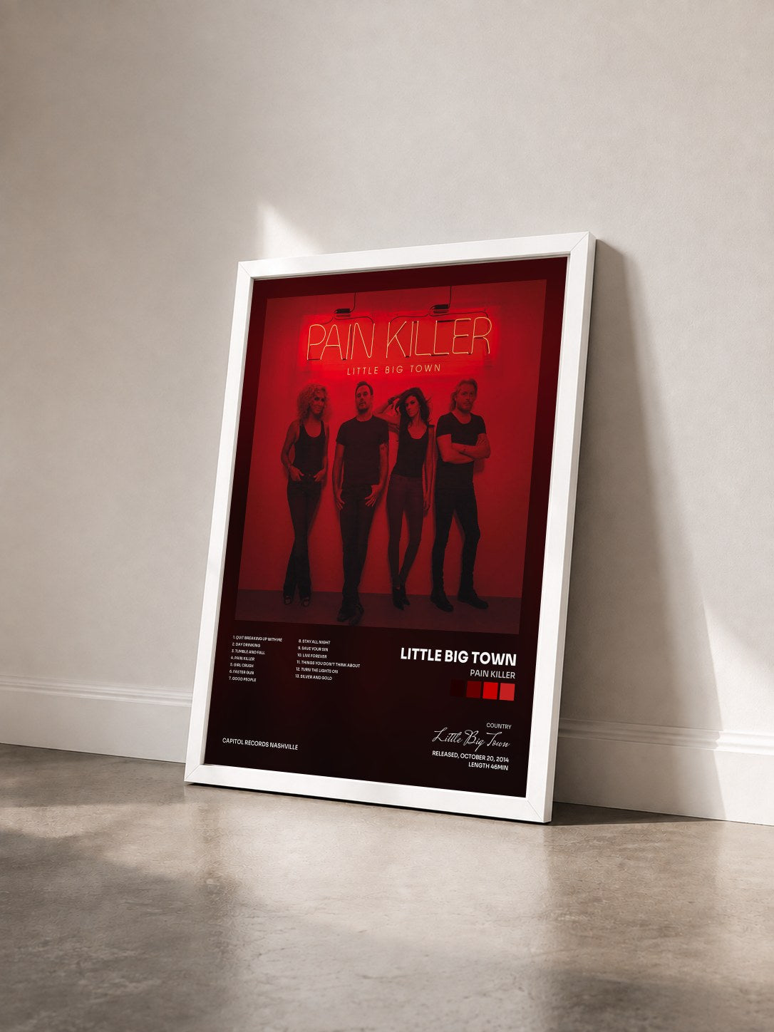 #blanc Tableau de l'album Pain Killer de Little Big Town vu de trois quarts, cadre blanc