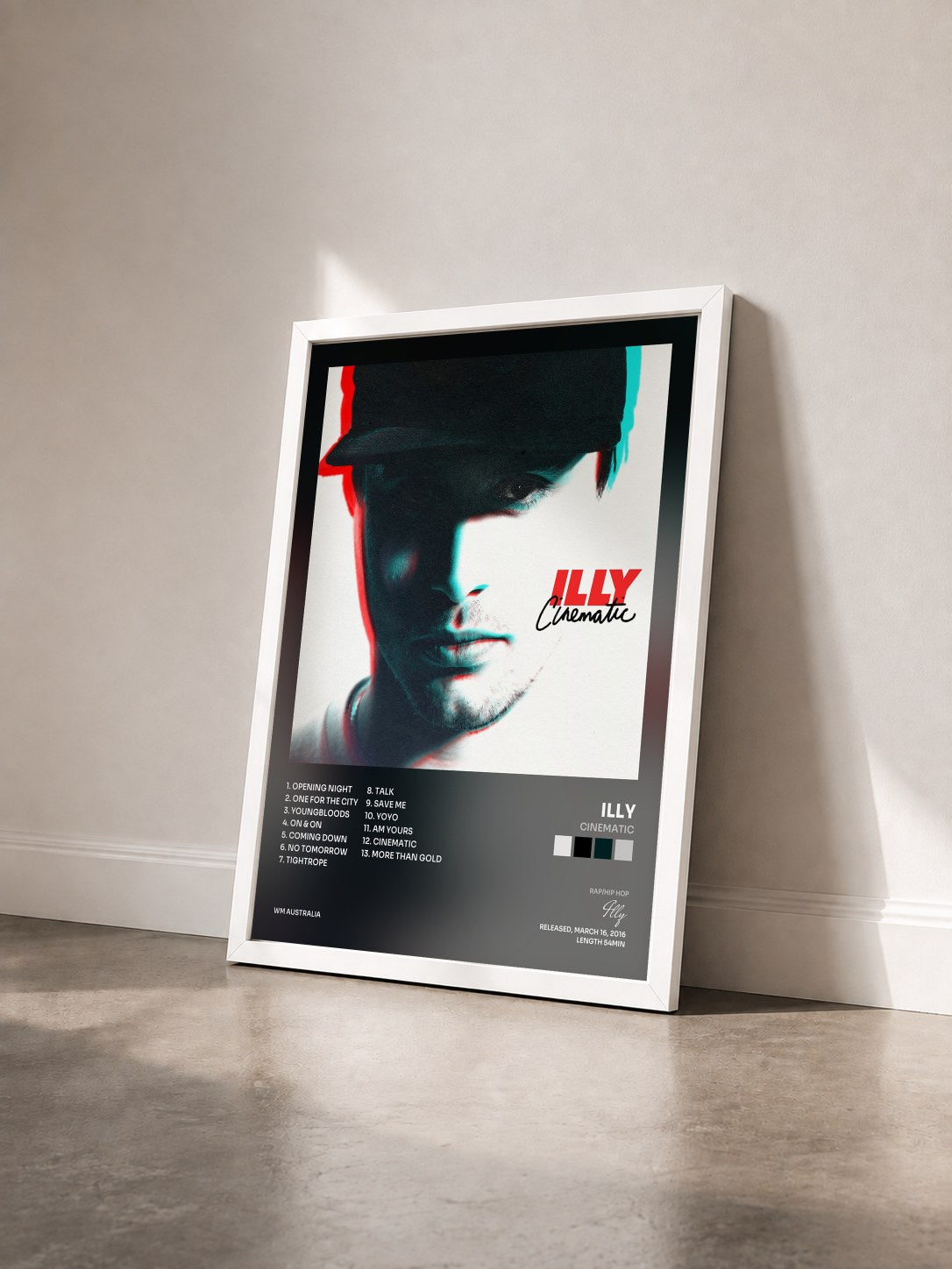 #blanc Tableau de l'album Cinematic de Illy vu de trois quarts, cadre blanc