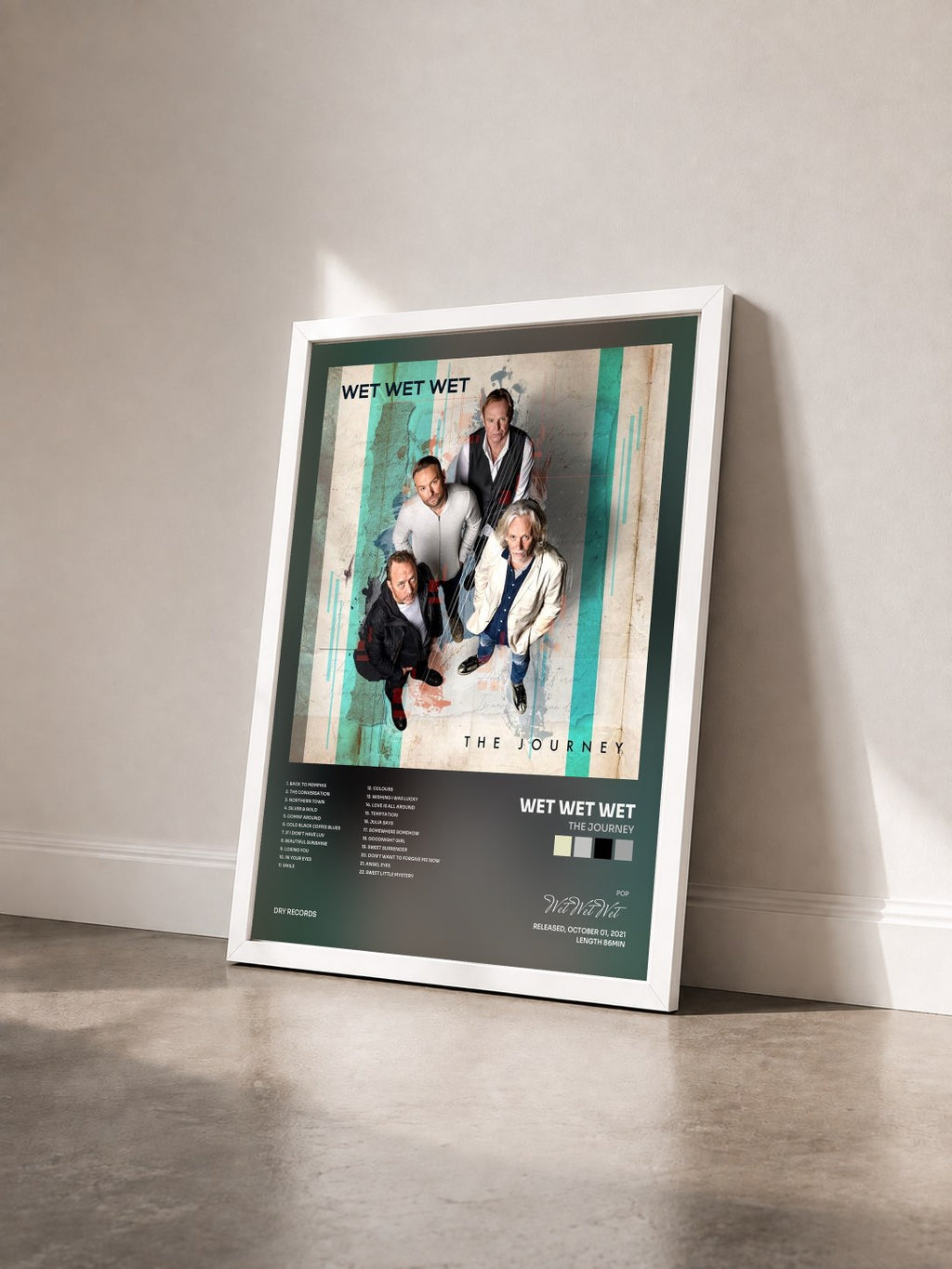 #blanc Tableau de l'album The Journey de Wet Wet Wet vu de trois quarts, cadre blanc
