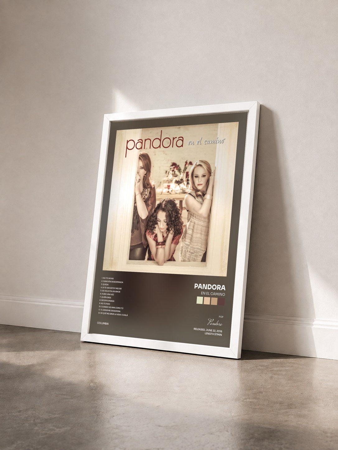 #blanc Tableau de l'album En el Camino de Pandora vu de trois quarts, cadre blanc