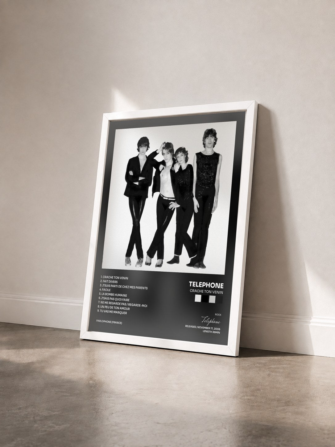 #blanc Tableau de l'album Crache Ton Venin de Telephone vu de trois quarts, cadre blanc