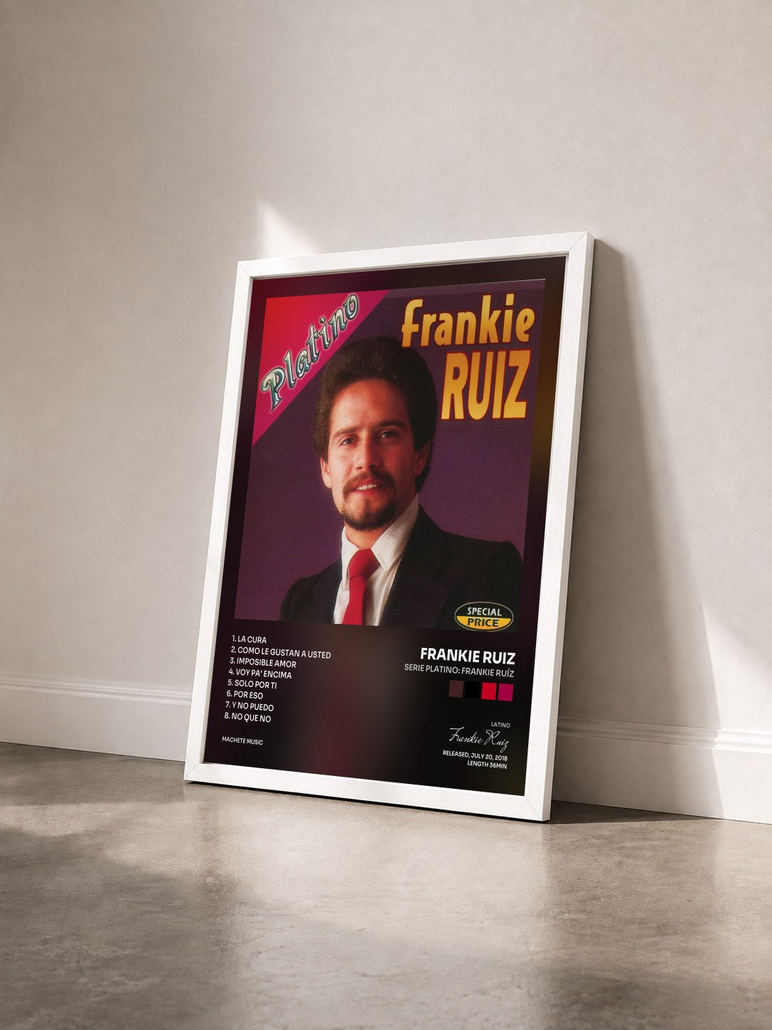 #blanc Tableau de l'album Serie Platino: Frankie Ruíz de Frankie Ruiz vu de trois quarts, cadre blanc