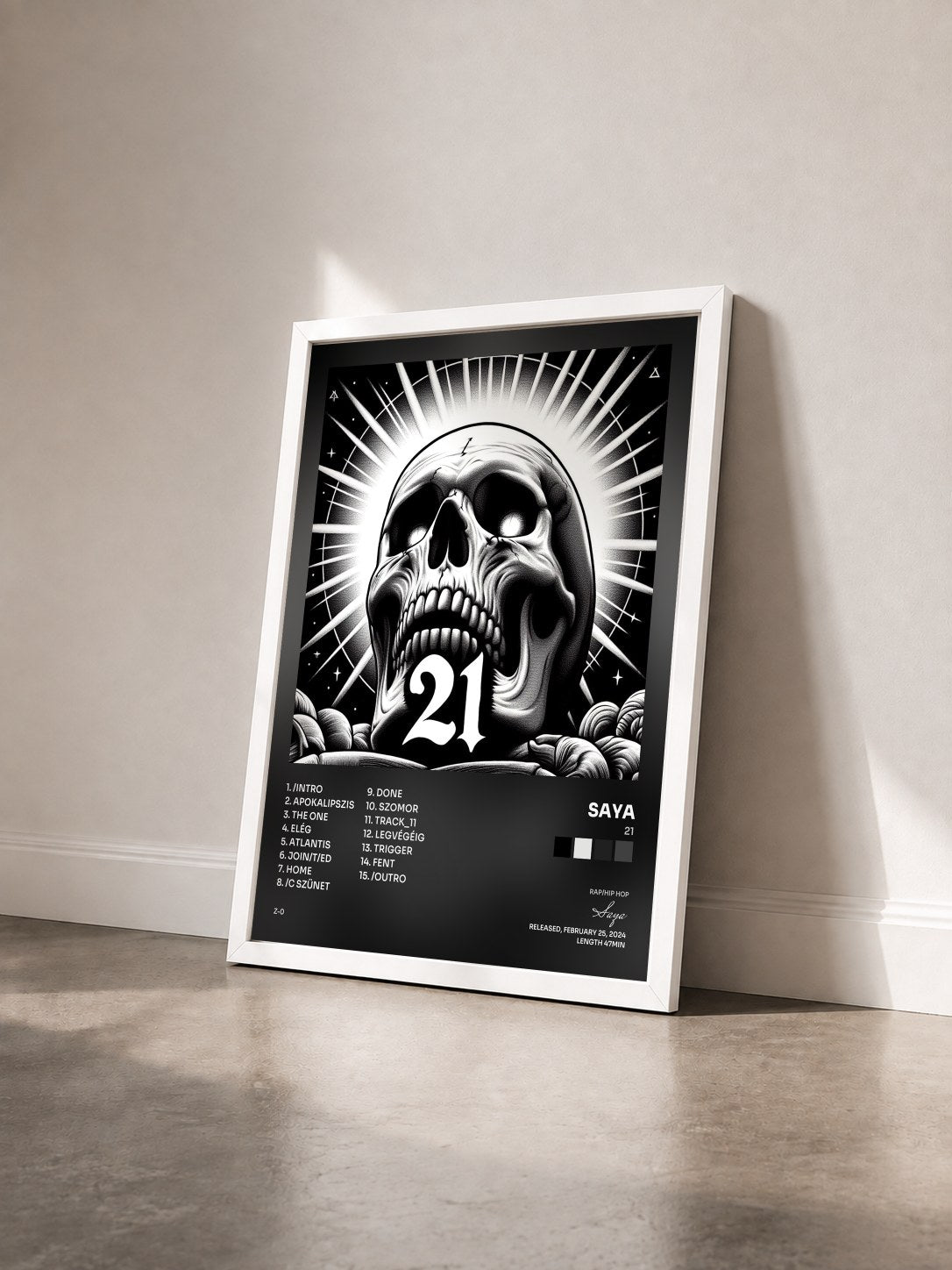#blanc Tableau de l'album 21 de Saya vu de trois quarts, cadre blanc
