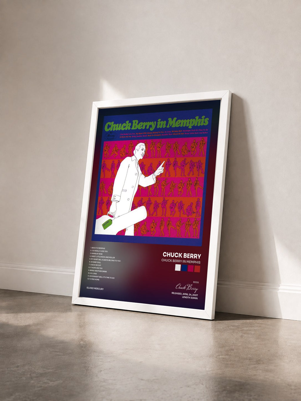 #blanc Tableau de l'album Chuck Berry In Memphis de Chuck Berry vu de trois quarts, cadre blanc