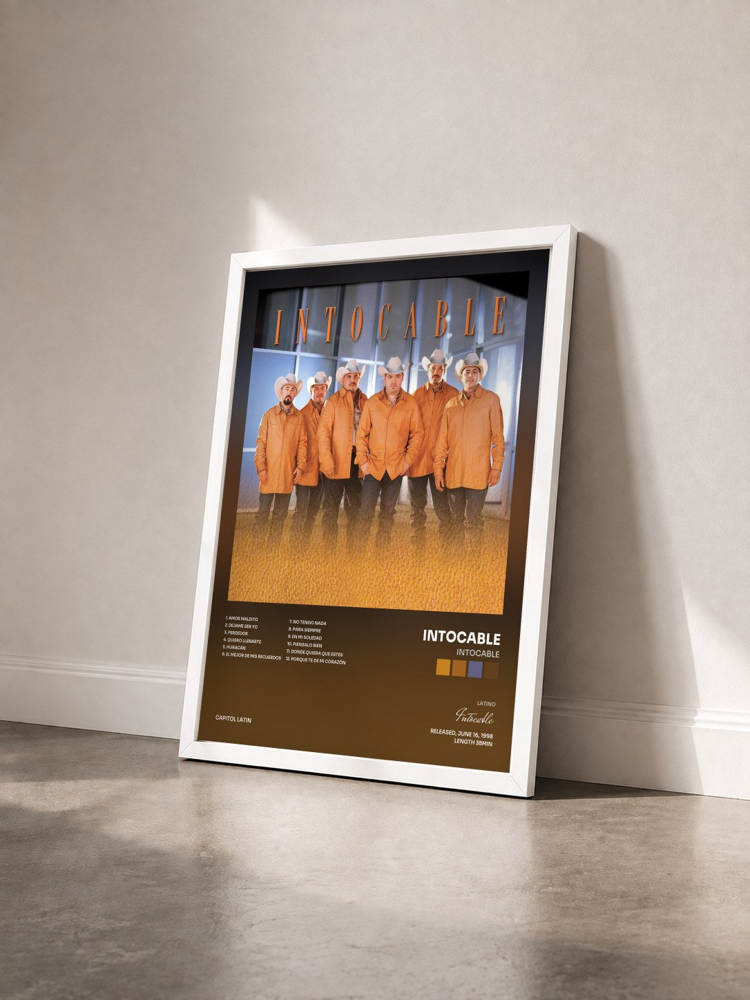 #blanc Tableau de l'album Intocable de Intocable vu de trois quarts, cadre blanc