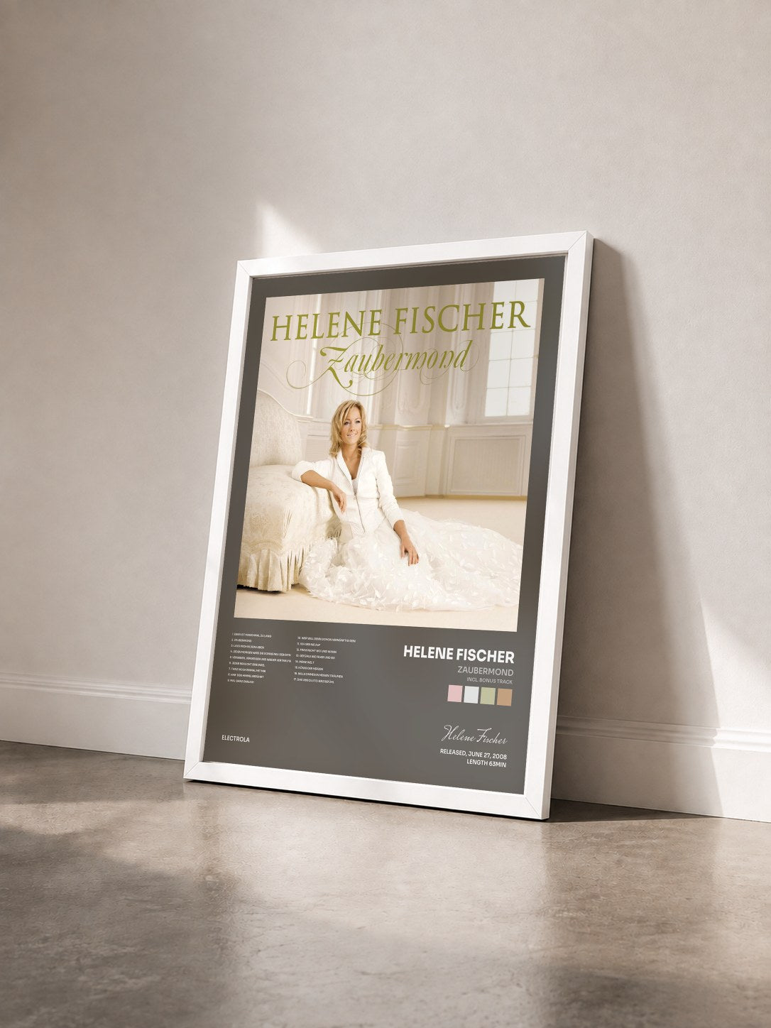 #blanc Tableau de l'album Zaubermond (Incl. Bonus Track) de Helene Fischer vu de trois quarts, cadre blanc