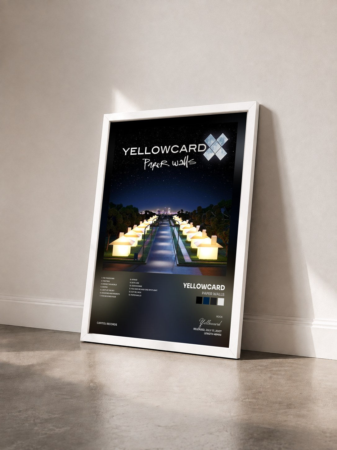 #blanc Tableau de l'album Paper Walls de Yellowcard vu de trois quarts, cadre blanc