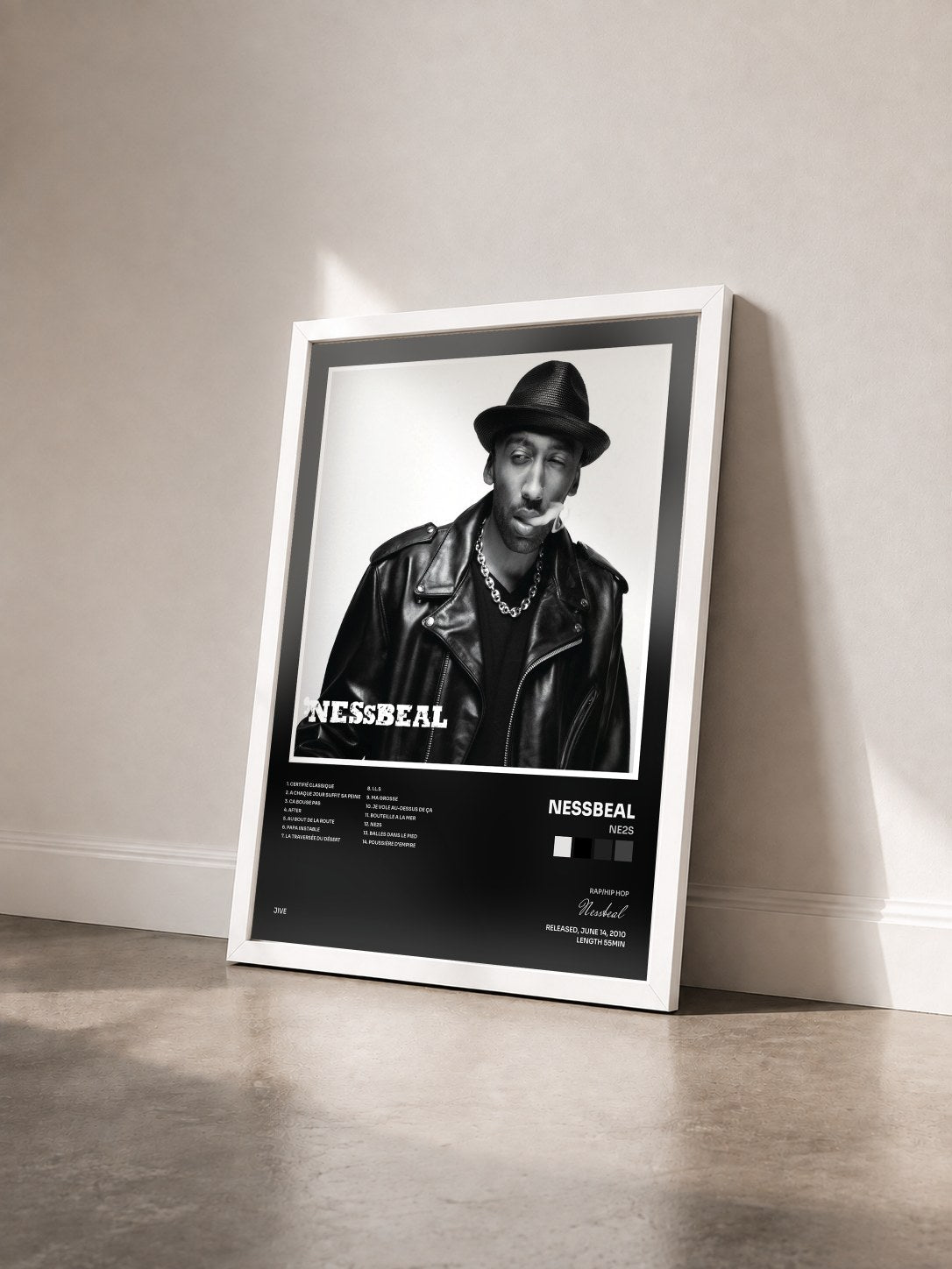 #blanc Tableau de l'album Ne2S de Nessbeal vu de trois quarts, cadre blanc