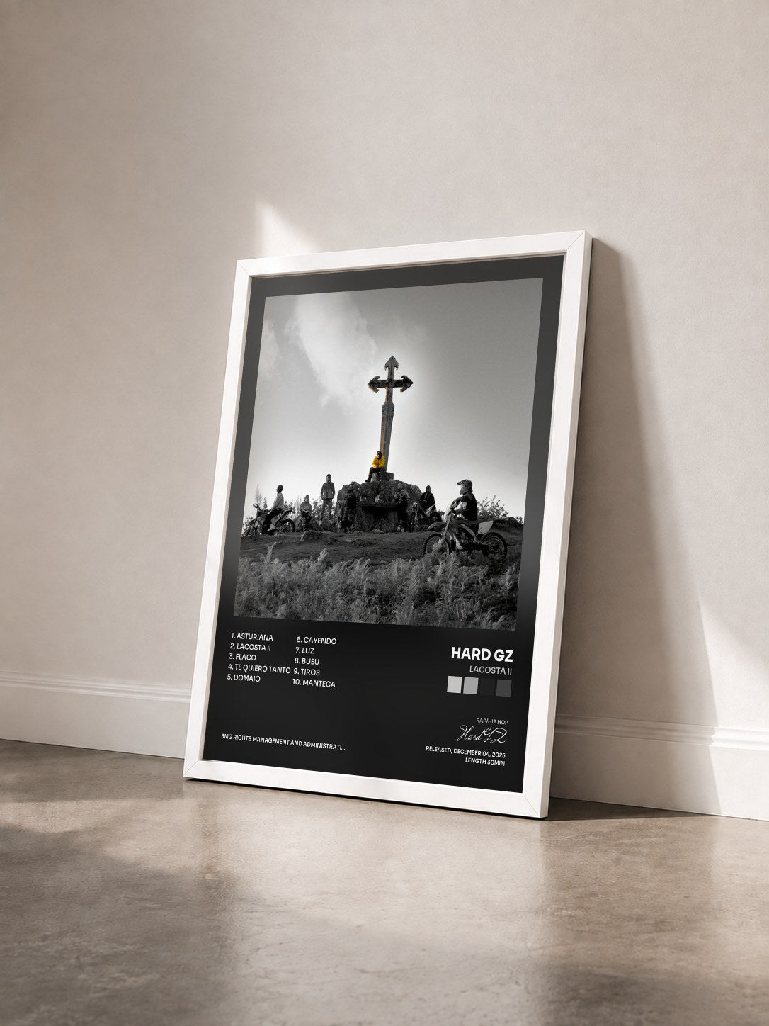 #blanc Tableau de l'album LACOSTA II de Hard GZ vu de trois quarts, cadre blanc
