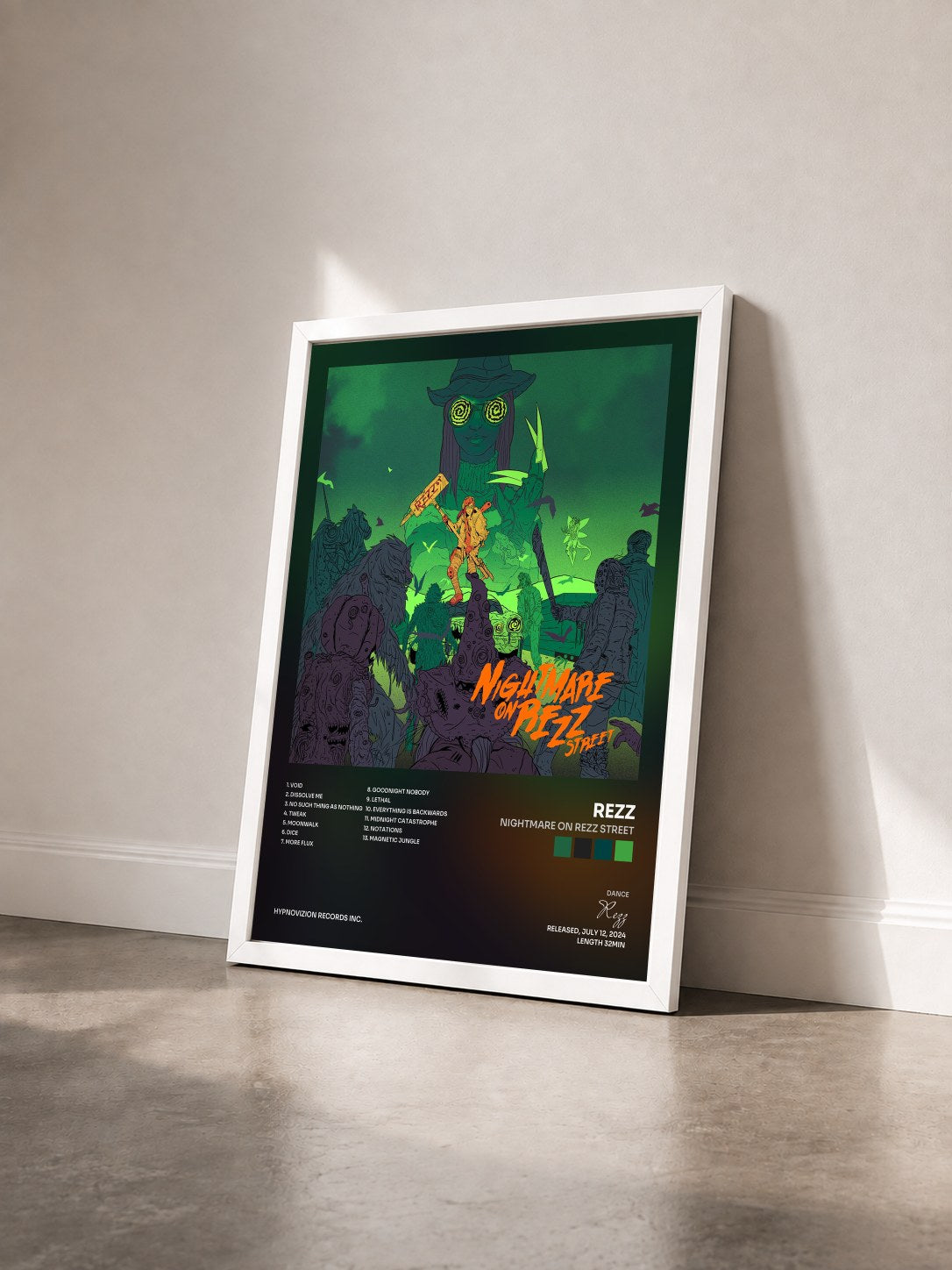 #blanc Tableau de l'album Nightmare On Rezz Street de Rezz vu de trois quarts, cadre blanc