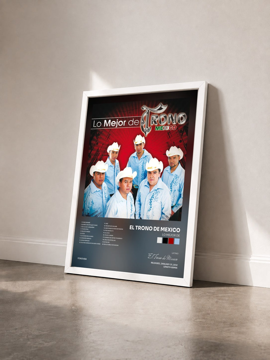 #blanc Tableau de l'album Lo Mejor De de El Trono de Mexico vu de trois quarts, cadre blanc