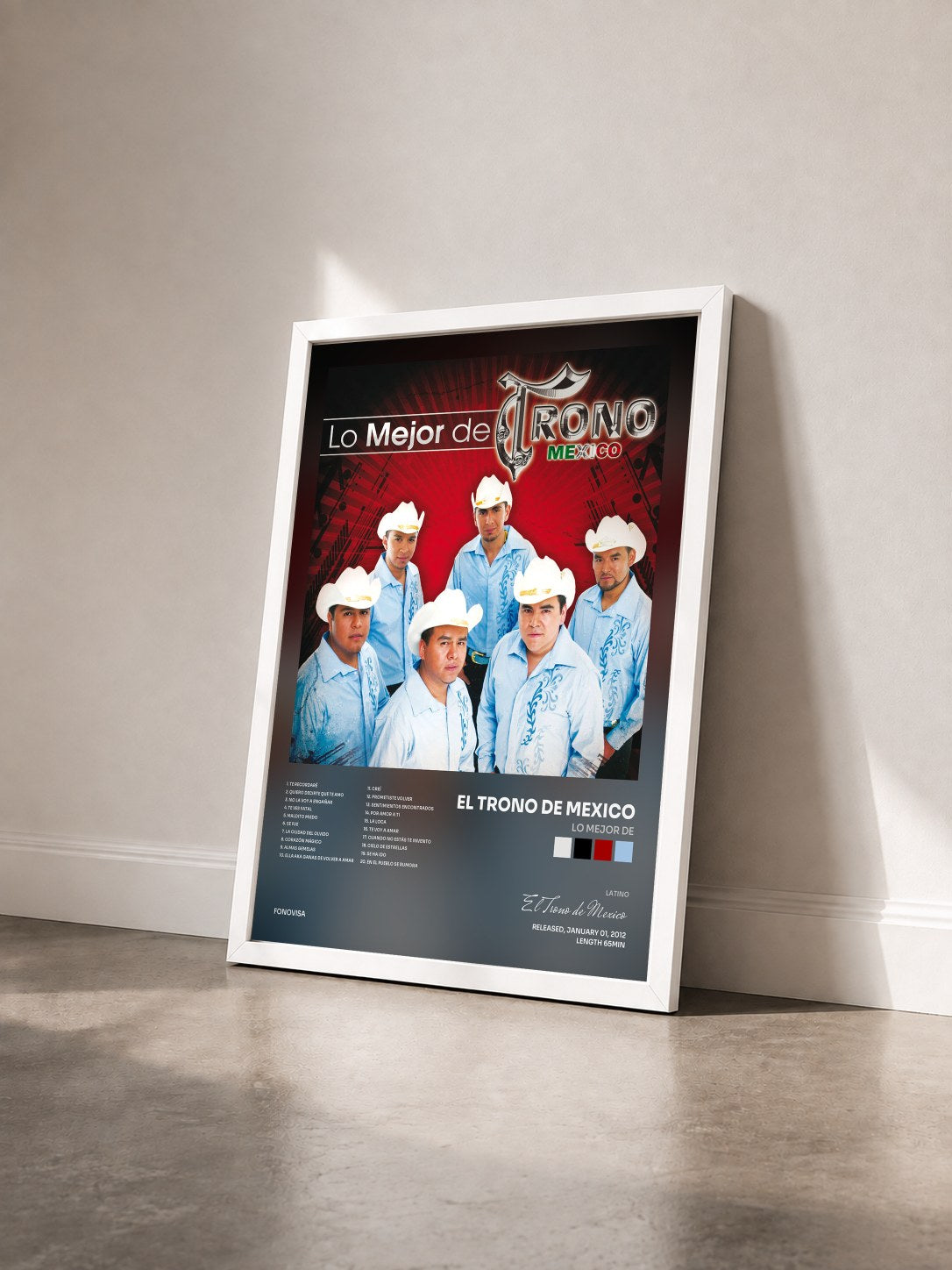 #blanc Tableau de l'album Lo Mejor De de El Trono de Mexico vu de trois quarts, cadre blanc