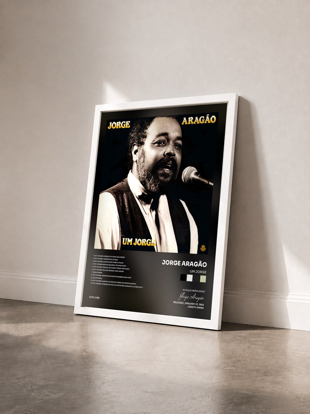 #blanc Tableau de l'album Um Jorge de Jorge Aragão vu de trois quarts, cadre blanc