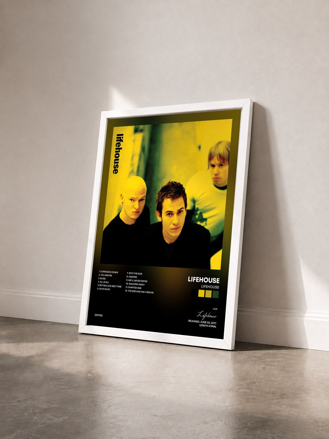 #blanc Tableau de l'album Lifehouse de Lifehouse vu de trois quarts, cadre blanc