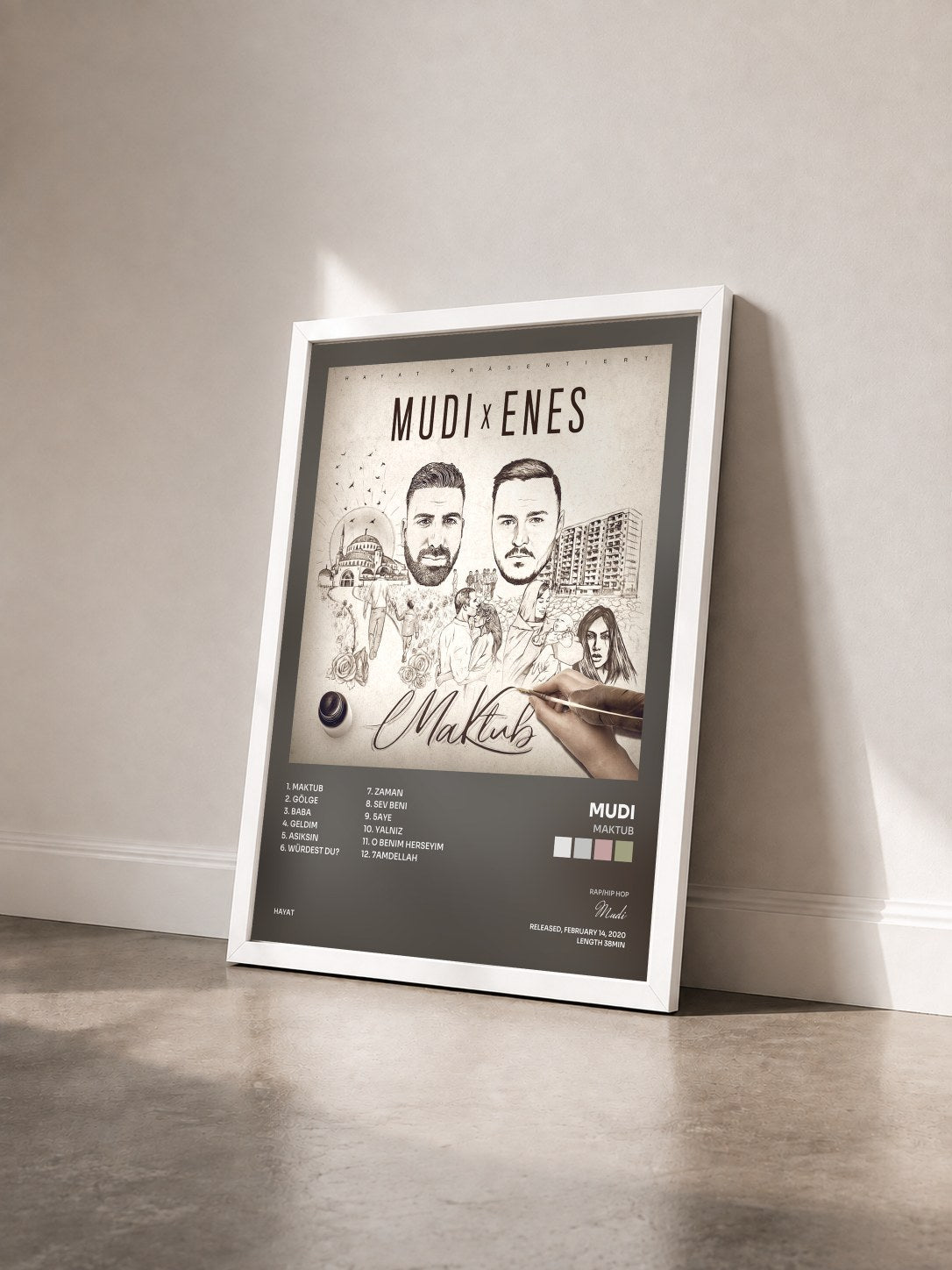 #blanc Tableau de l'album Maktub de Mudi vu de trois quarts, cadre blanc