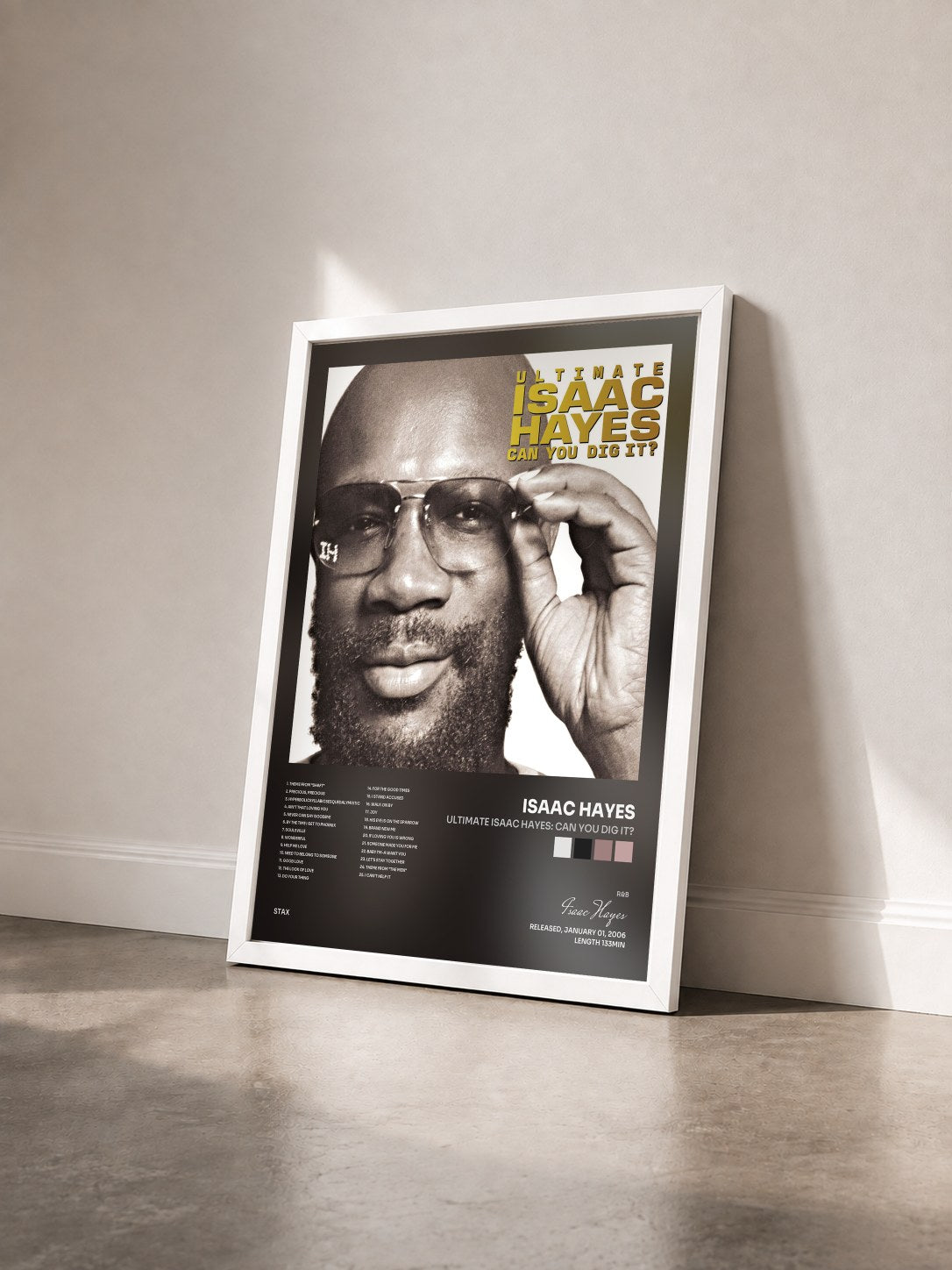 #blanc Tableau de l'album Ultimate Isaac Hayes: Can You Dig It? de Isaac Hayes vu de trois quarts, cadre blanc