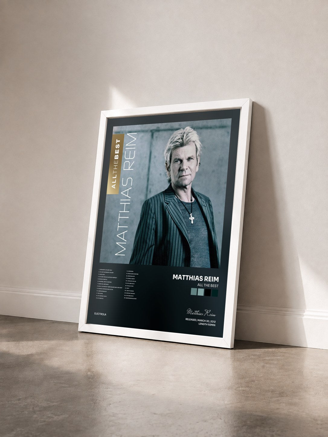 #blanc Tableau de l'album All the Best de Matthias Reim vu de trois quarts, cadre blanc