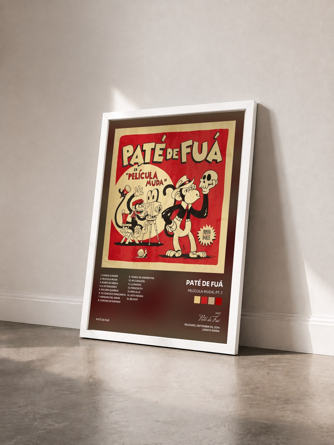 #blanc Tableau de l'album Película Muda, Pt. 1 de Paté de Fuá vu de trois quarts, cadre blanc