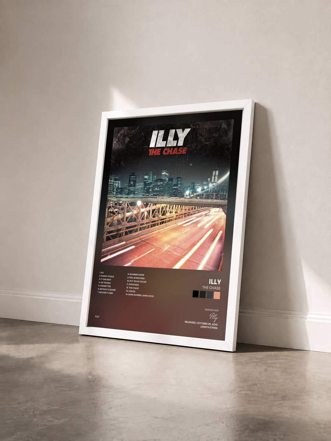#blanc Tableau de l'album The Chase de Illy vu de trois quarts, cadre blanc