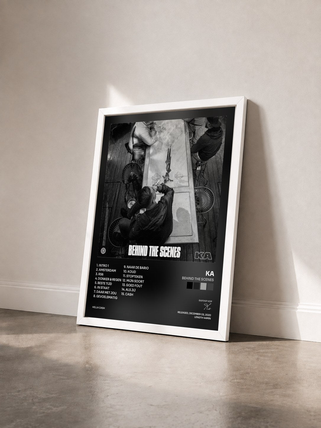 #blanc Tableau de l'album Behind The Scenes de Ka vu de trois quarts, cadre blanc