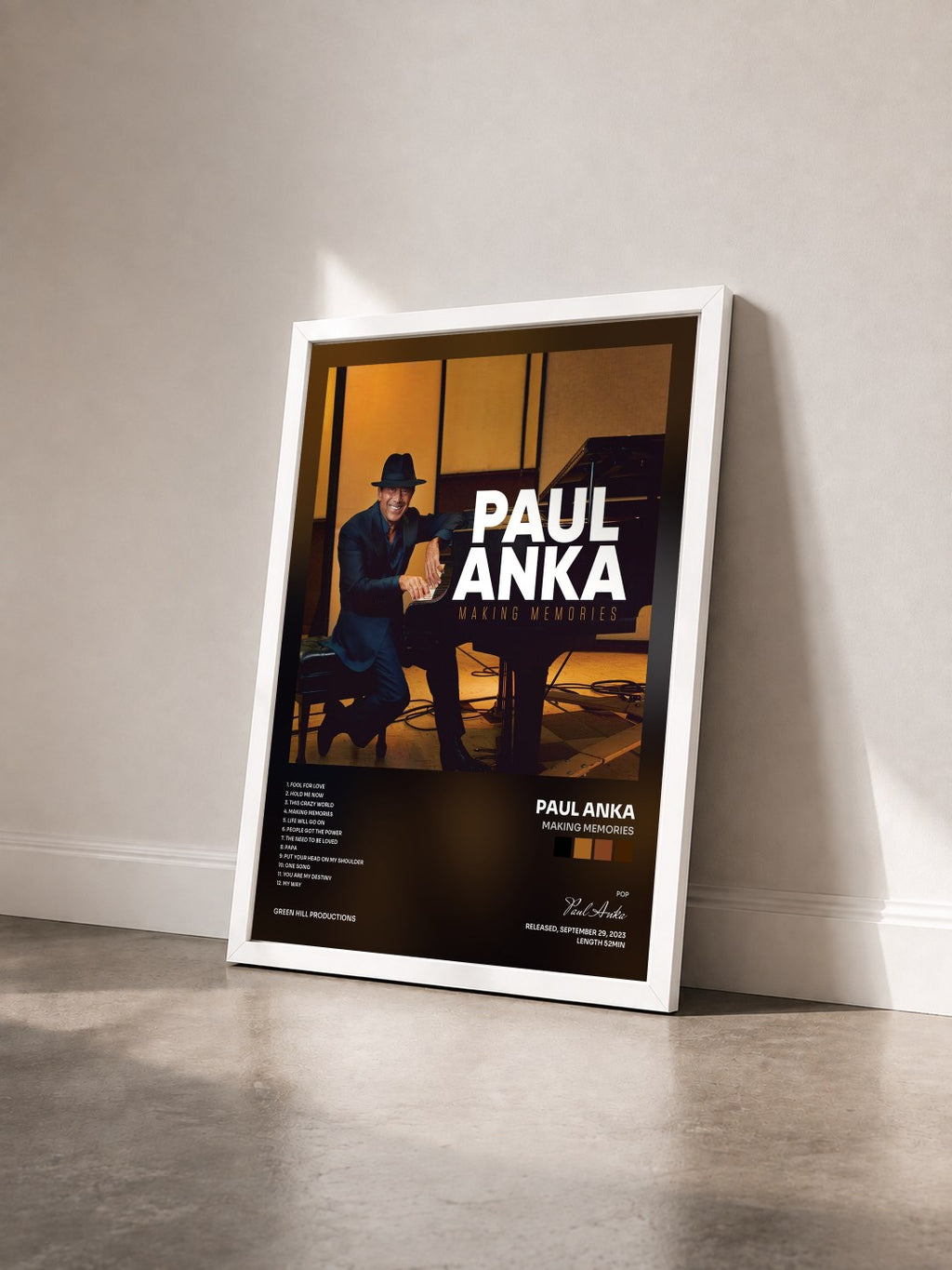#blanc Tableau de l'album Making Memories de Paul Anka vu de trois quarts, cadre blanc
