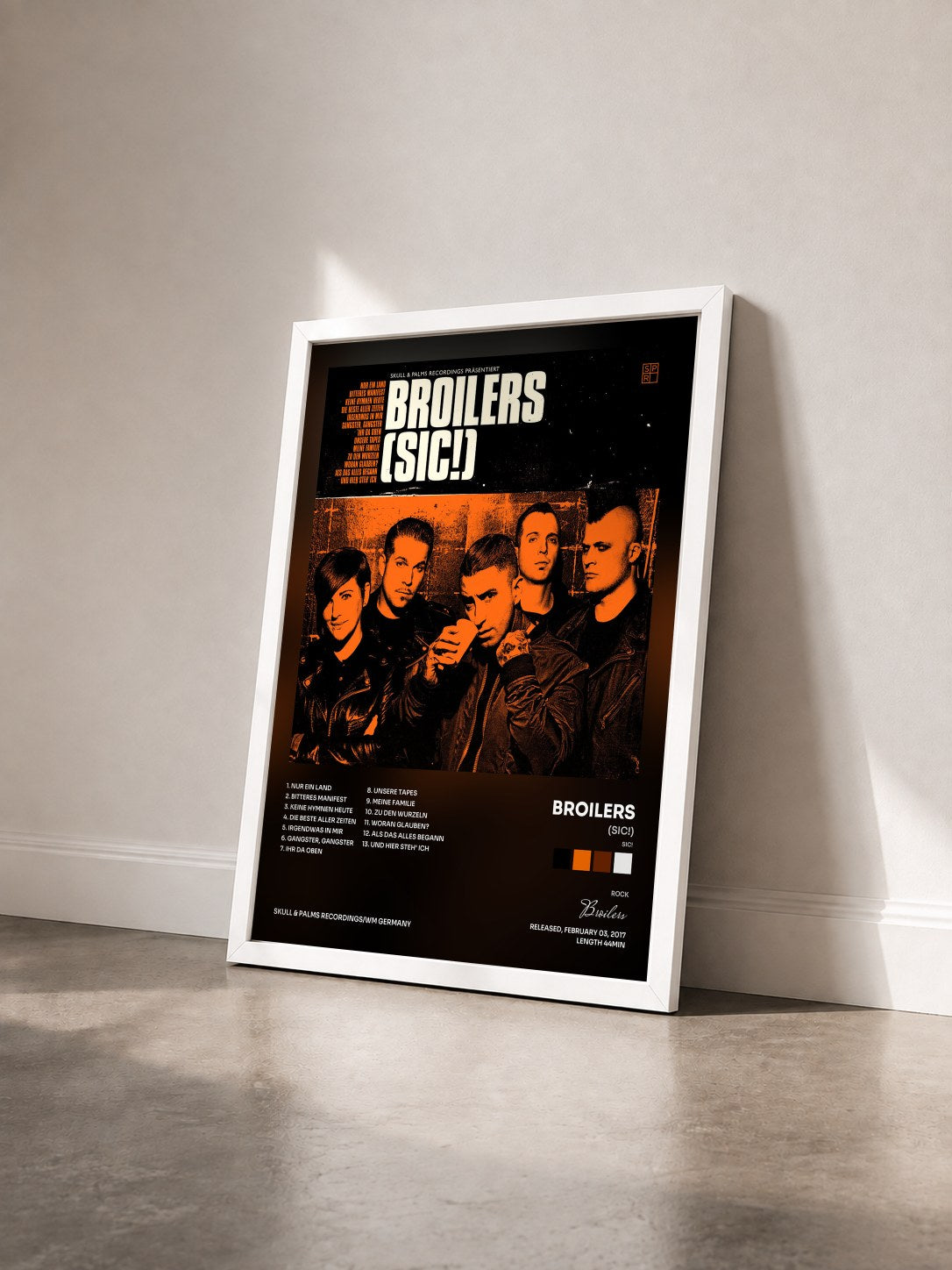 #blanc Tableau de l'album (sic!) de Broilers vu de trois quarts, cadre blanc