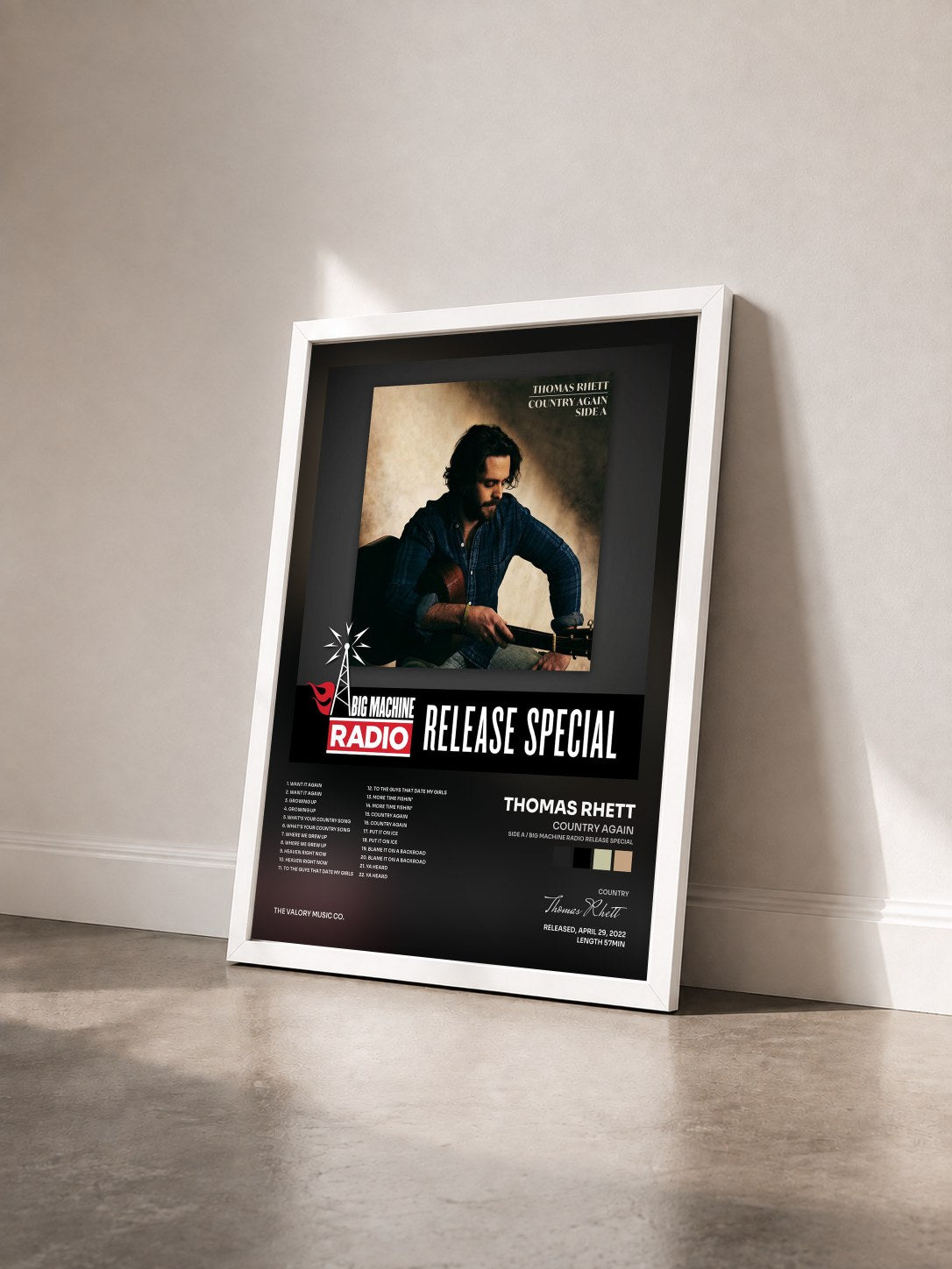 #blanc Tableau de l'album Country Again (Side A / Big Machine Radio Release Special) de Thomas Rhett vu de trois quarts, cadre blanc