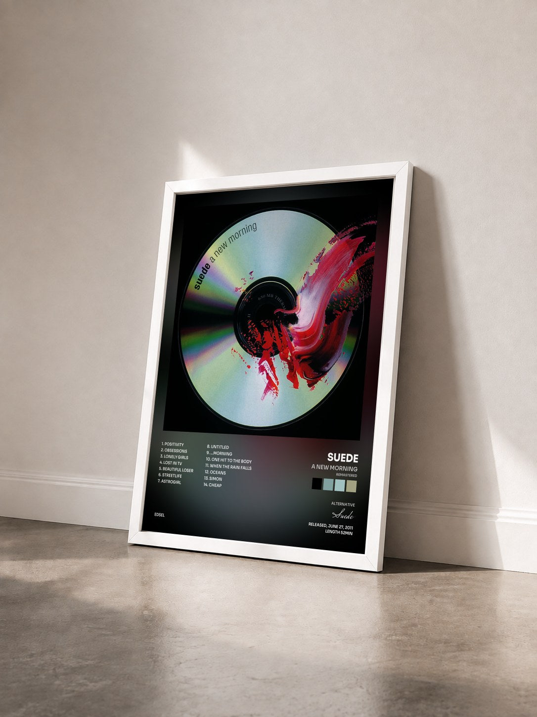 #blanc Tableau de l'album A New Morning (Remastered) de Suede vu de trois quarts, cadre blanc