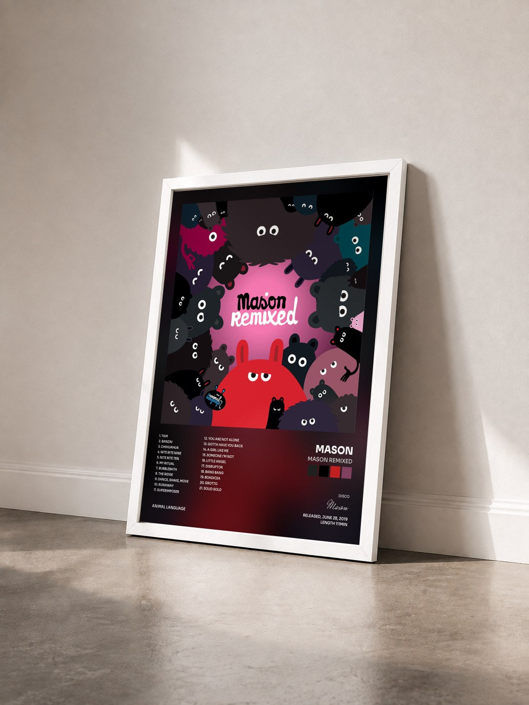 #blanc Tableau de l'album Mason Remixed de Mason vu de trois quarts, cadre blanc