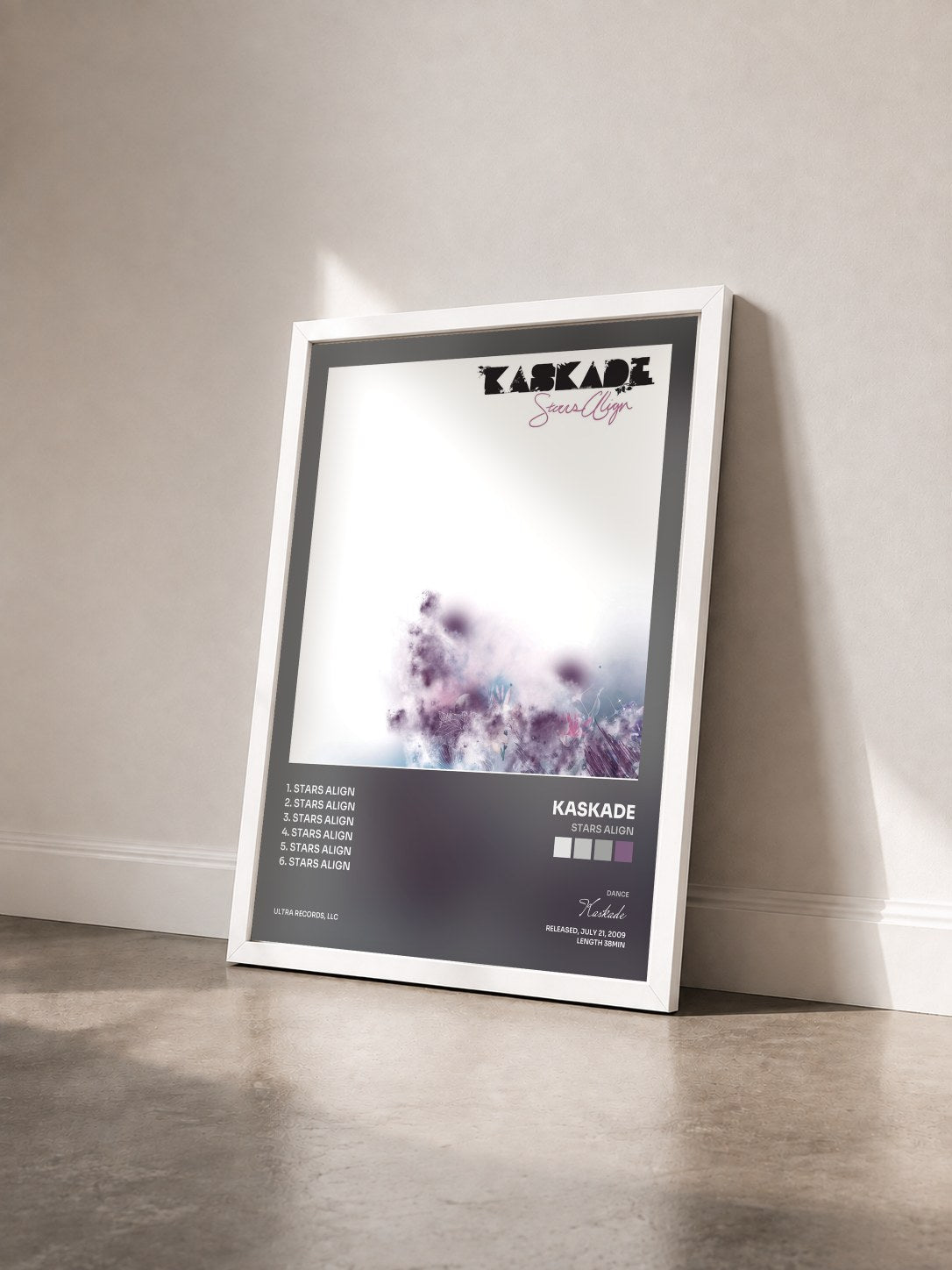 #blanc Tableau de l'album Stars Align de Kaskade vu de trois quarts, cadre blanc