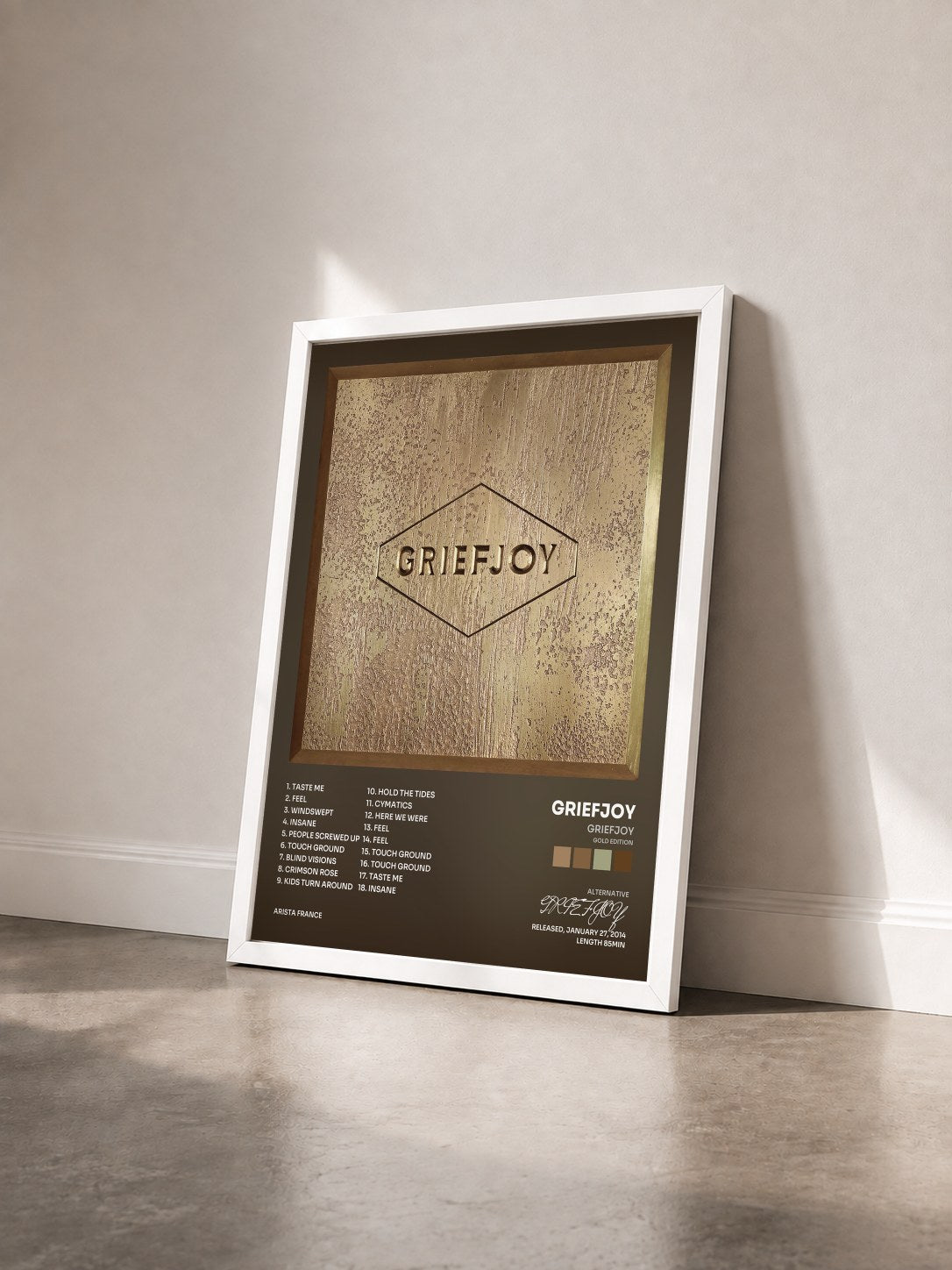 #blanc Tableau de l'album GRIEFJOY (Gold Edition) de GRIEFJOY vu de trois quarts, cadre blanc