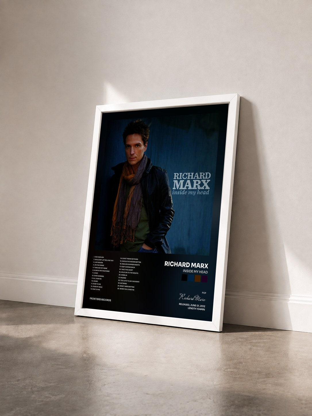 #blanc Tableau de l'album Inside My Head de Richard Marx vu de trois quarts, cadre blanc